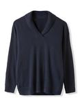 Celtic & Co. Shawl Collar Pure Wool Jumper, Navy