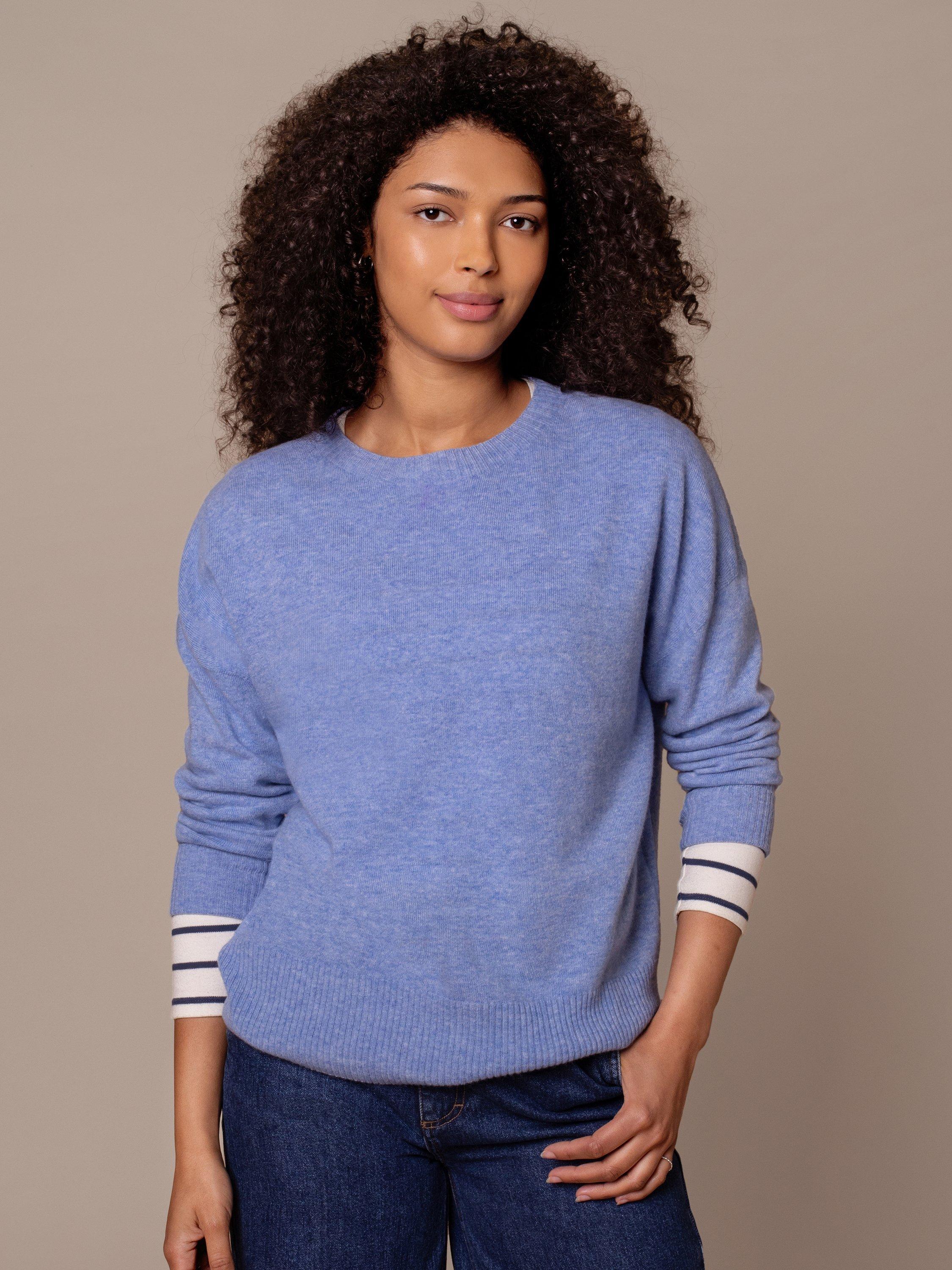 Product image 1 of 7, which shows Celtic & Co. Slouch Pure Wool Jumper, Cornflower Blue, XS
