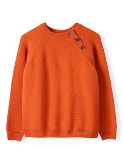 Celtic & Co. Button Neck Pure Wool Jumper, Burnt Orange - view 2, Burnt Orange