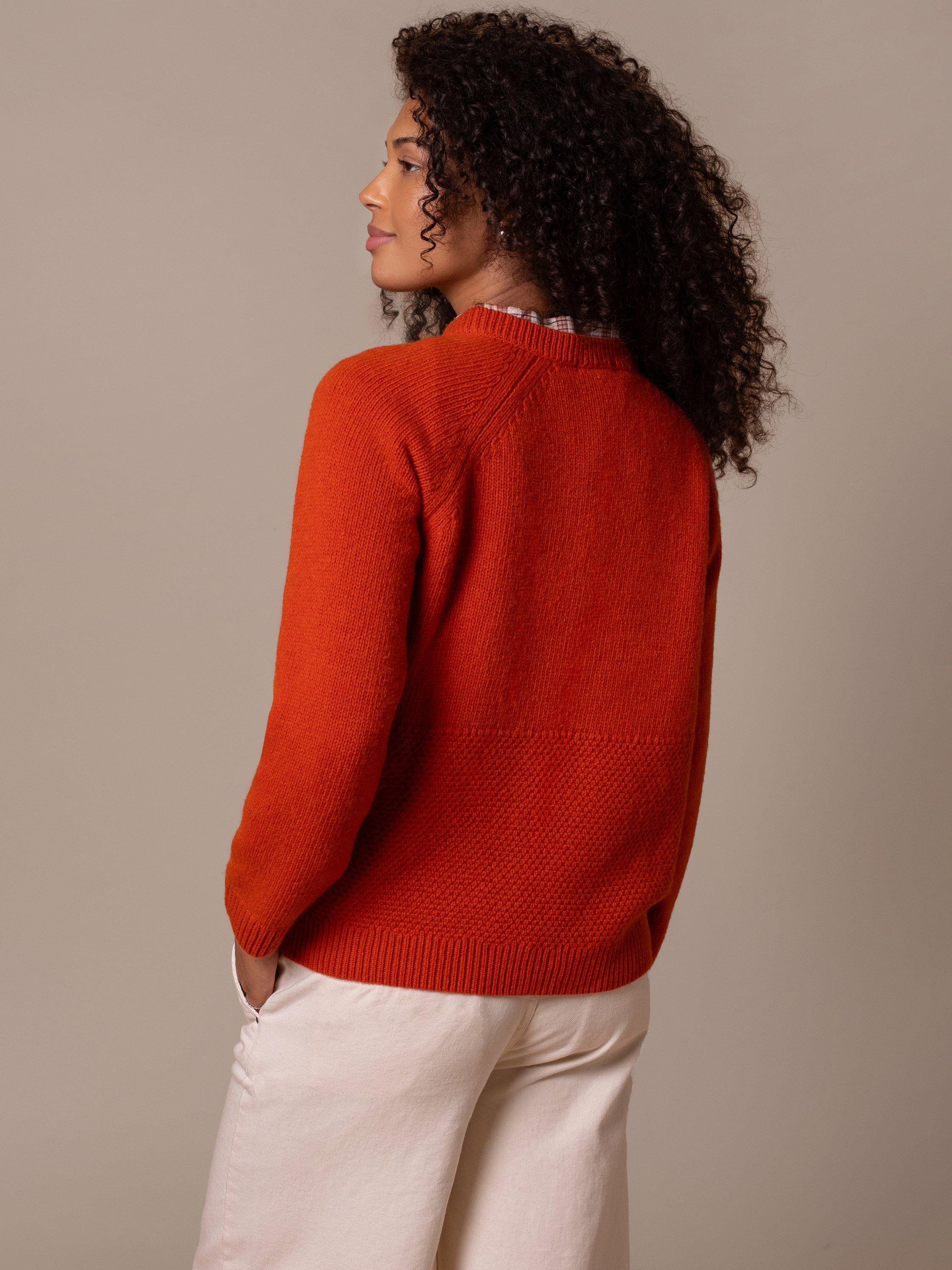 Product image 6 of 6, which shows Celtic & Co. Button Neck Pure Wool Jumper, Burnt Orange, XS