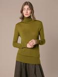 Celtic & Co. Pure Merino Wool Roll Neck Jumper, Moss