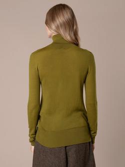 Celtic & Co. Pure Merino Wool Roll Neck Jumper, Moss - view 2, Moss