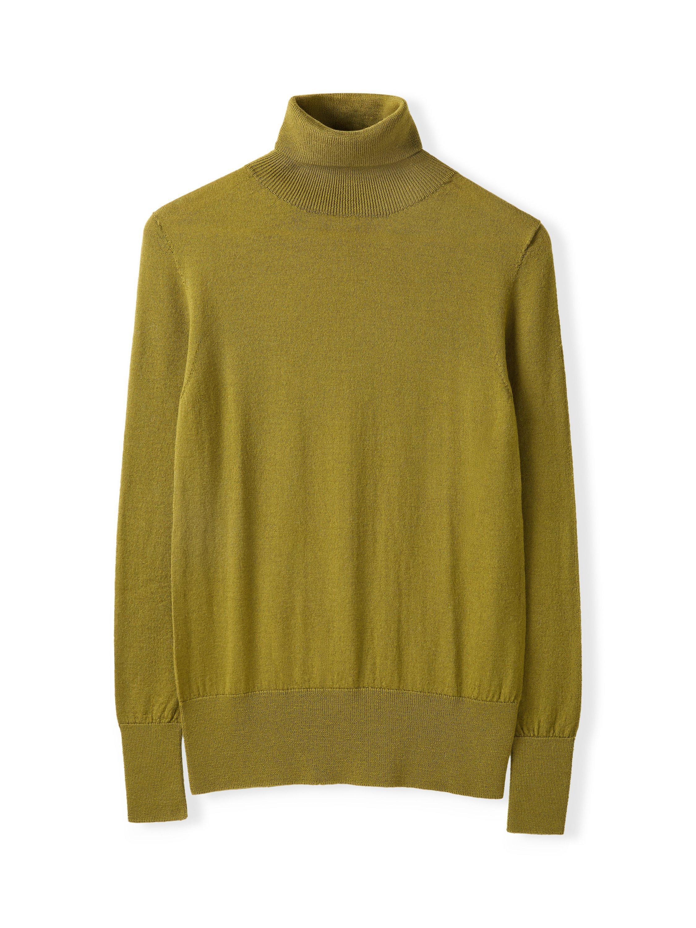 Product image 5 of 7, which shows Celtic & Co. Pure Merino Wool Roll Neck Jumper, Moss, XS