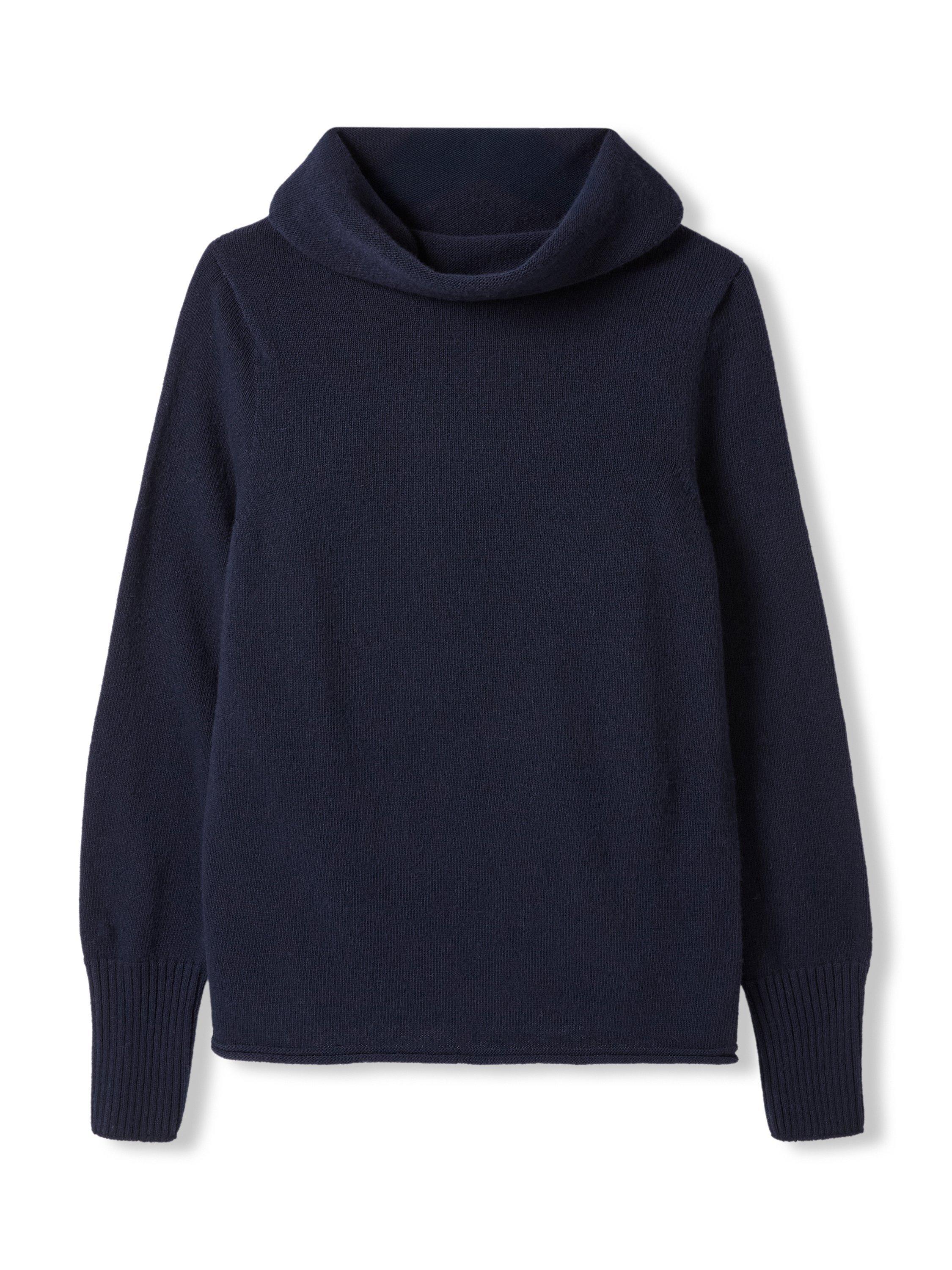 Product image 2 of 7, which shows Celtic & Co. Supersoft Slouchy Cowl Neck Jumper, Dark Navy, XS