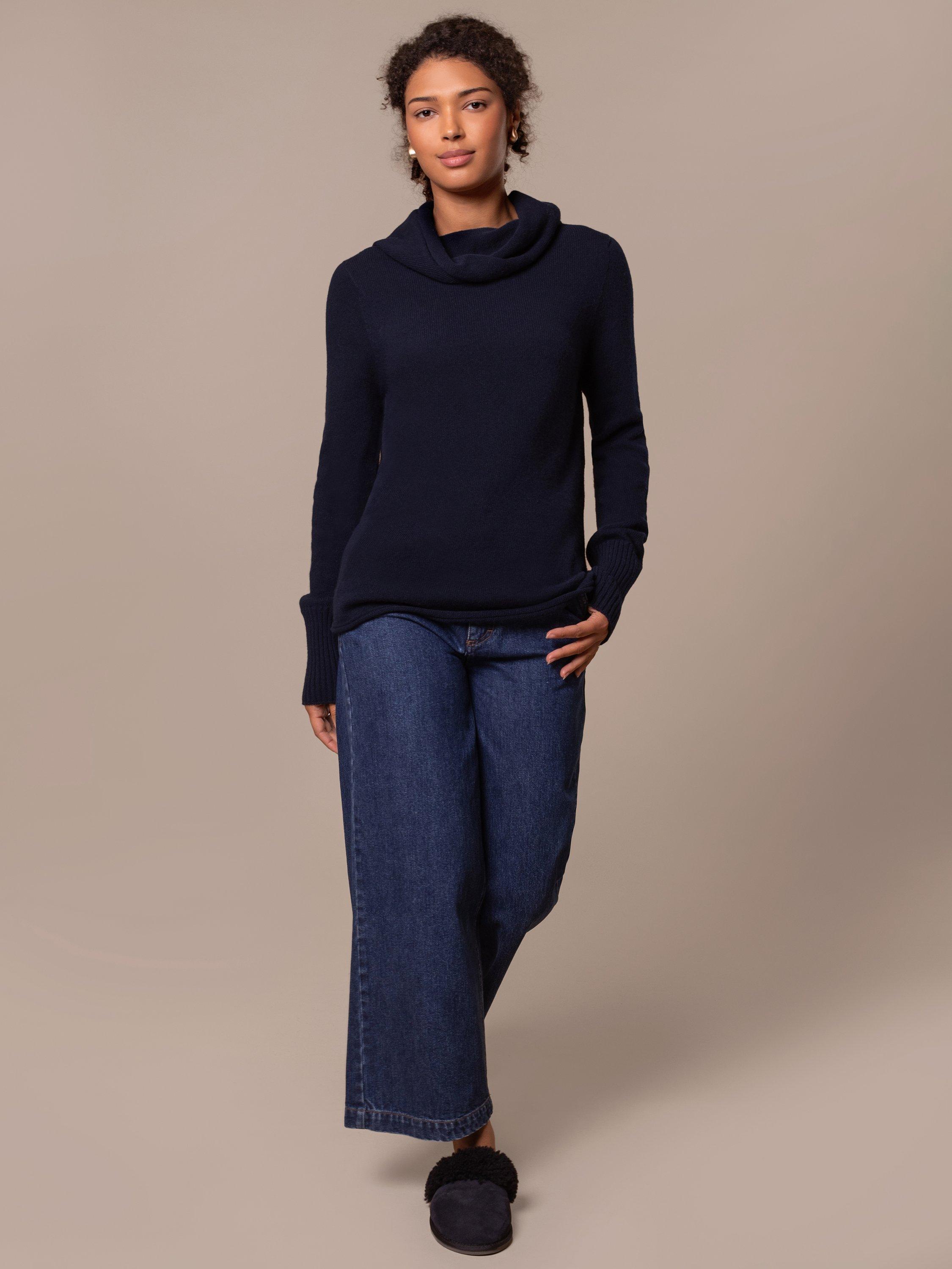 Product image 6 of 7, which shows Celtic & Co. Supersoft Slouchy Cowl Neck Jumper, Dark Navy, XS