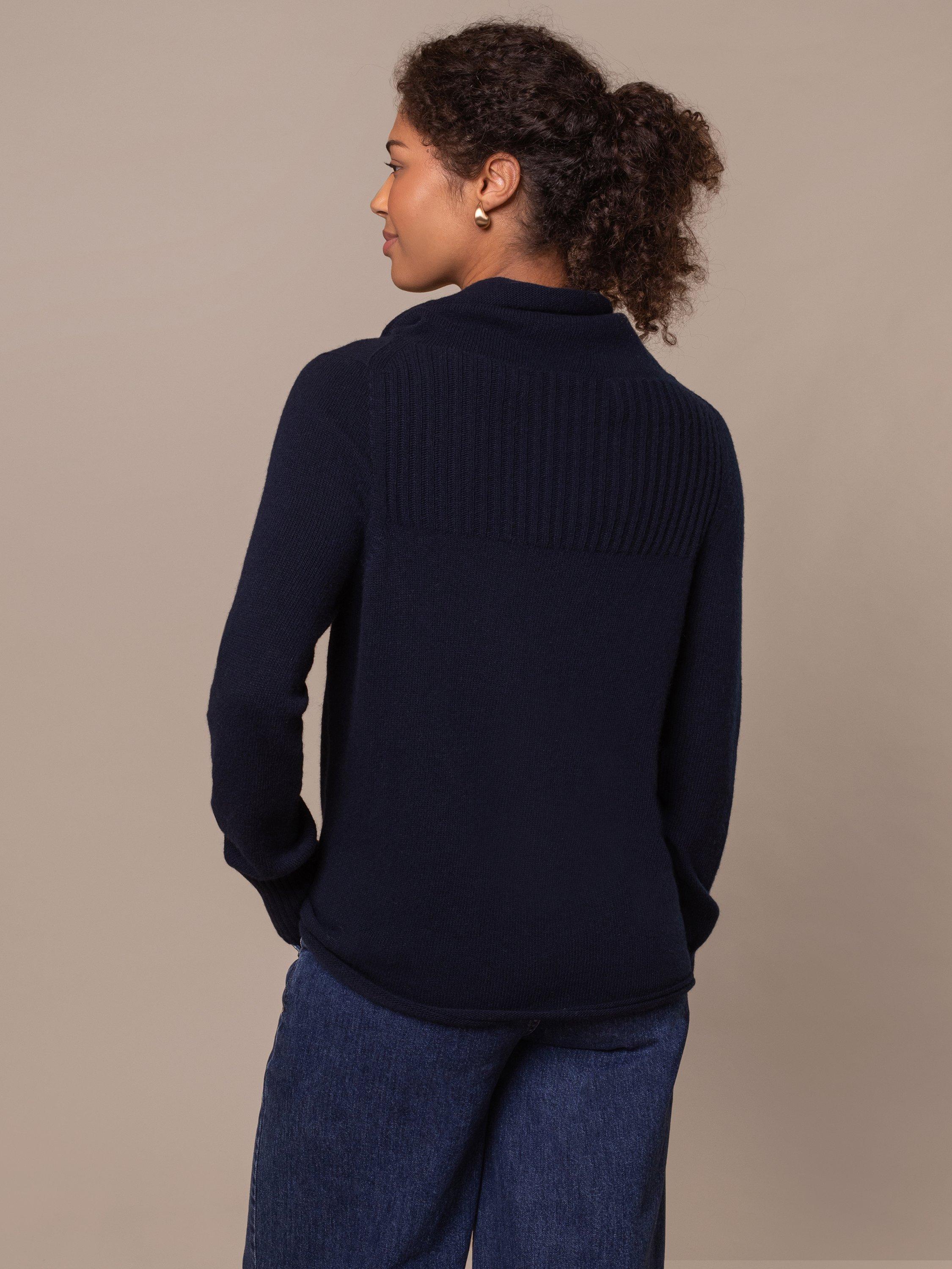Product image 7 of 7, which shows Celtic & Co. Supersoft Slouchy Cowl Neck Jumper, Dark Navy, XS