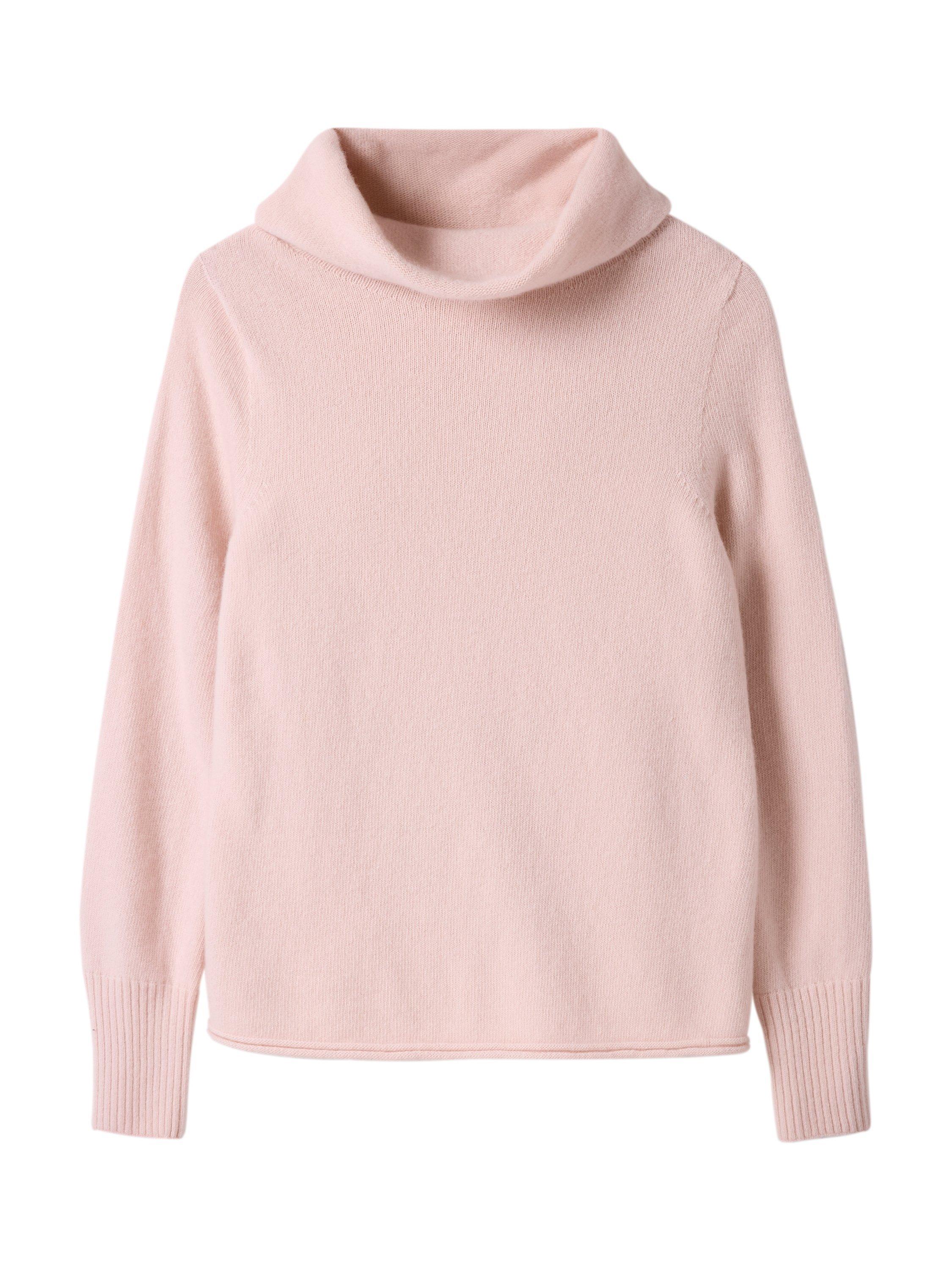 Product image 2 of 5, which shows Celtic & Co. Supersoft Cowl Neck Slouchy Wool Jumper, Peony, XS