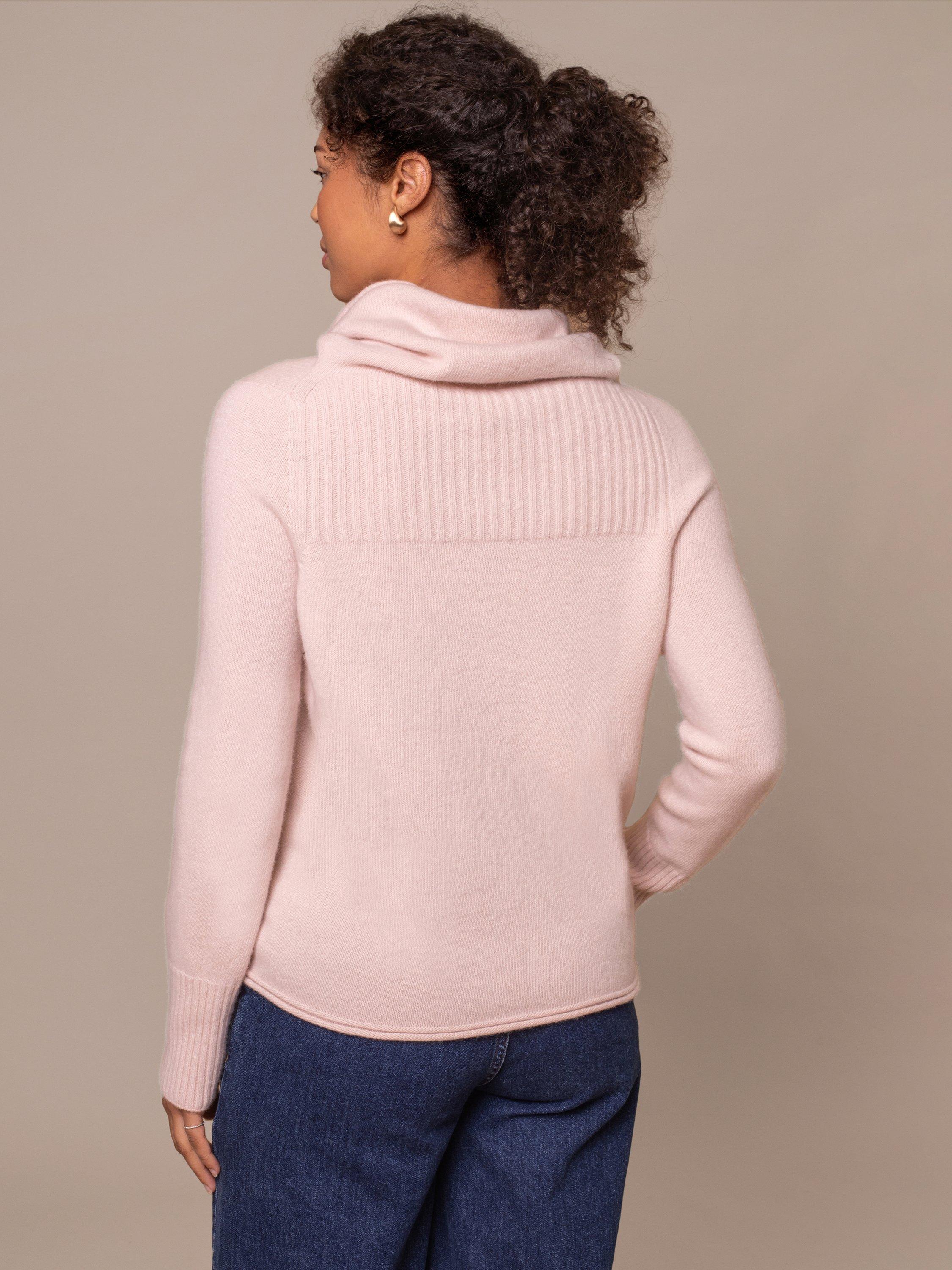 Product image 5 of 5, which shows Celtic & Co. Supersoft Cowl Neck Slouchy Wool Jumper, Peony, XS