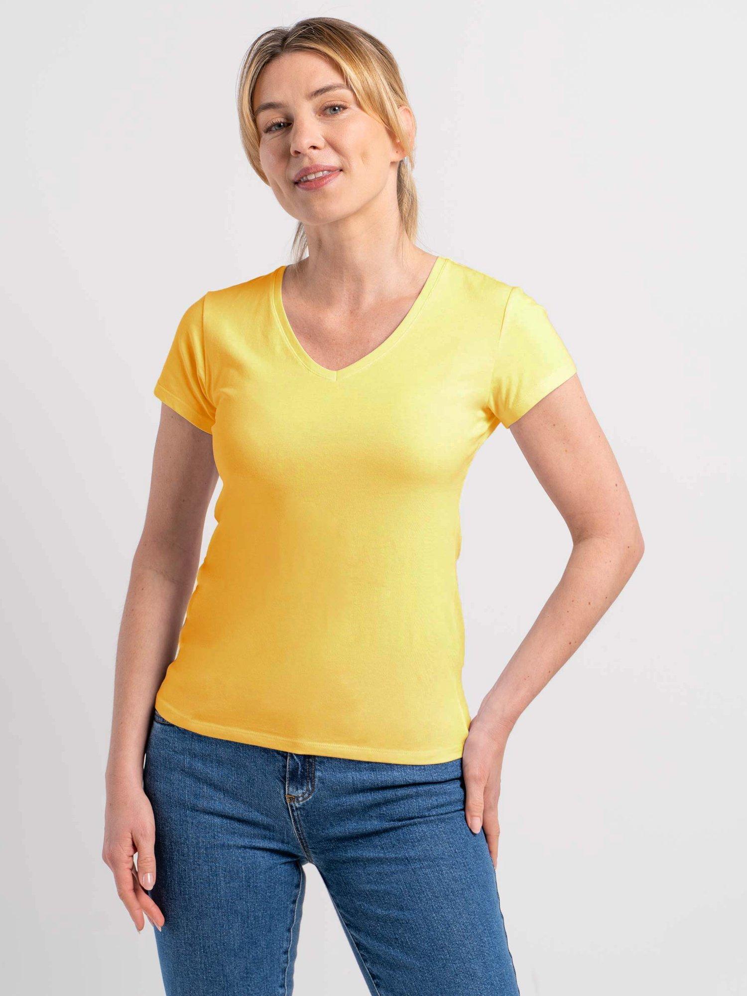 Product image 1 of 4, which shows Celtic & Co. Everyday V-Neck T-Shirt, Daffodil, 14
