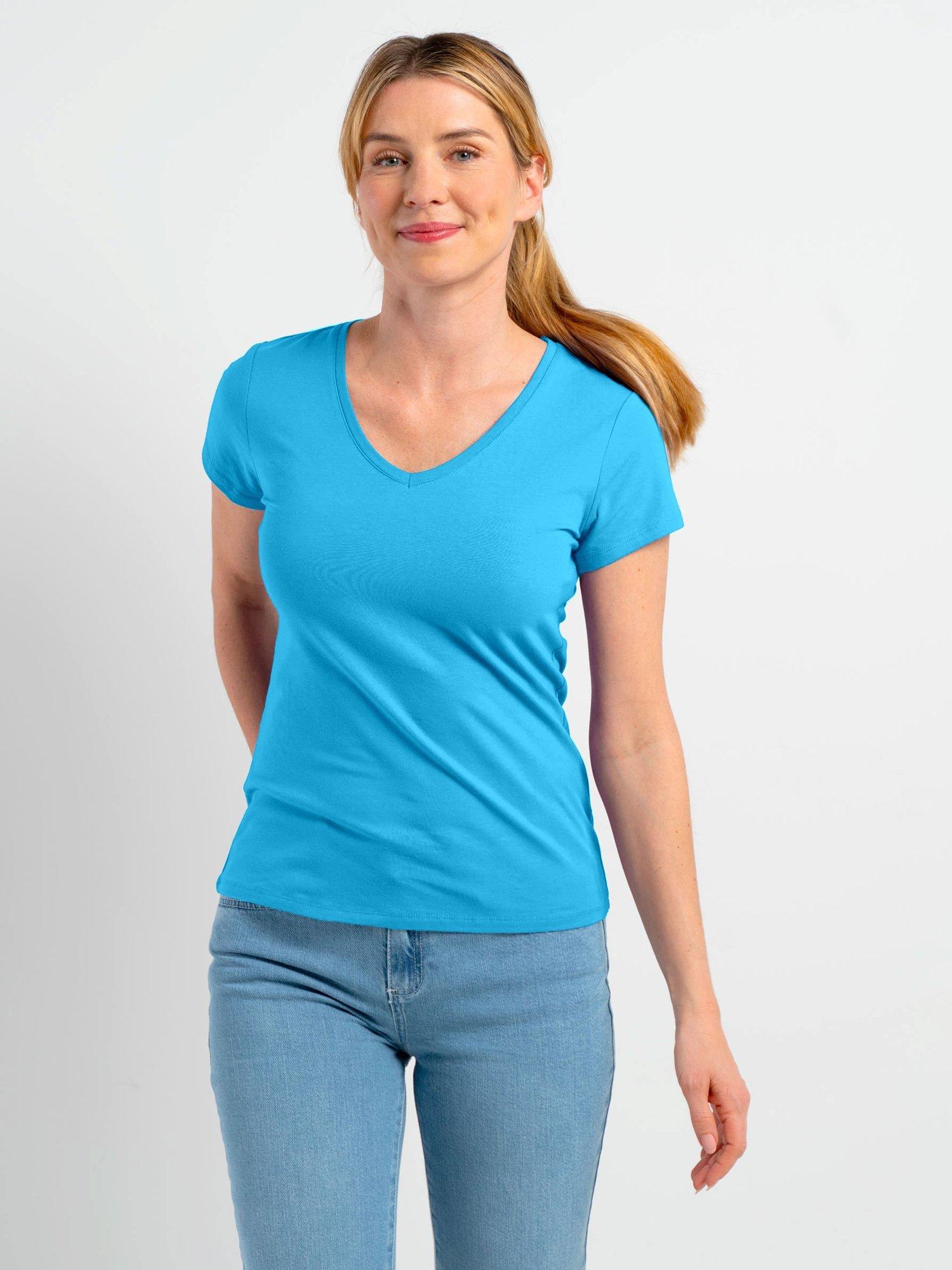 Product image 2 of 3, which shows Celtic & Co. Everyday V-Neck T-Shirt, Azure, 8