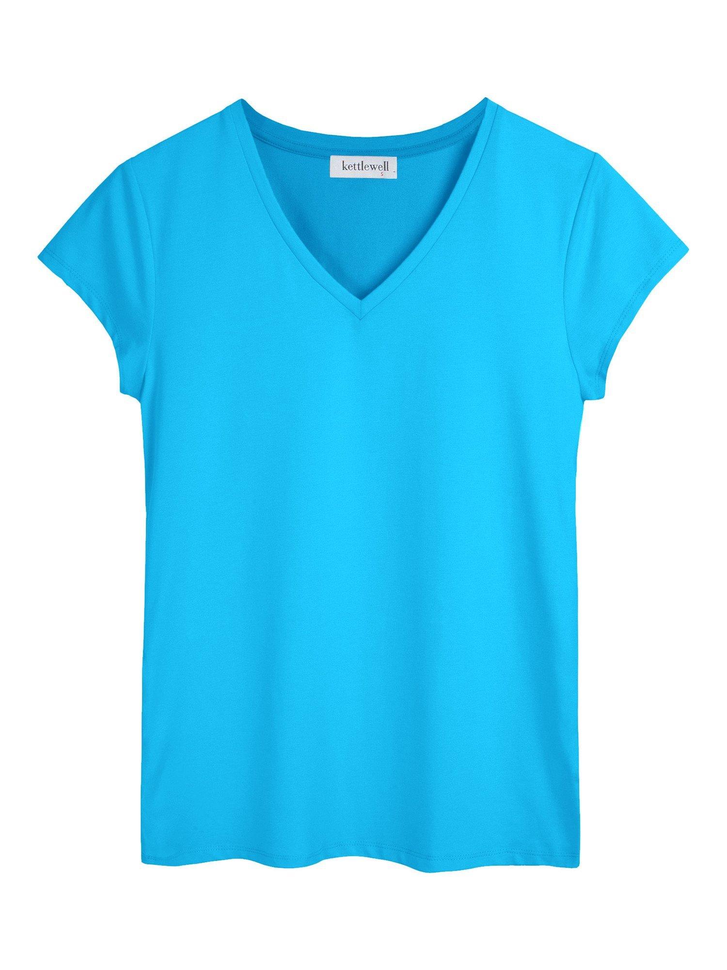 Product image 3 of 3, which shows Celtic & Co. Everyday V-Neck T-Shirt, Azure, 8