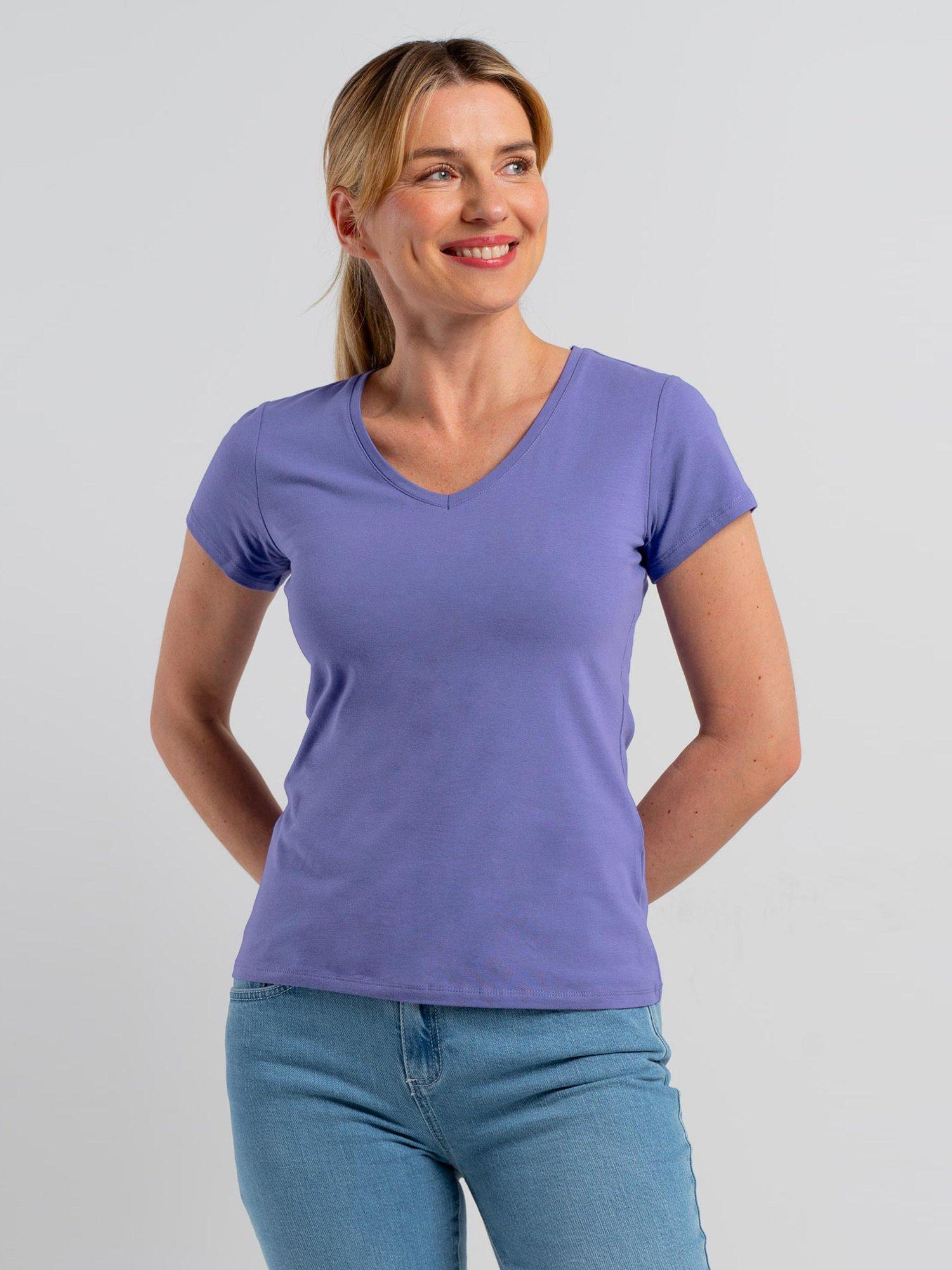 Product image 1 of 3, which shows Celtic & Co. Everyday V-Neck T-Shirt, Hyacinth, 8