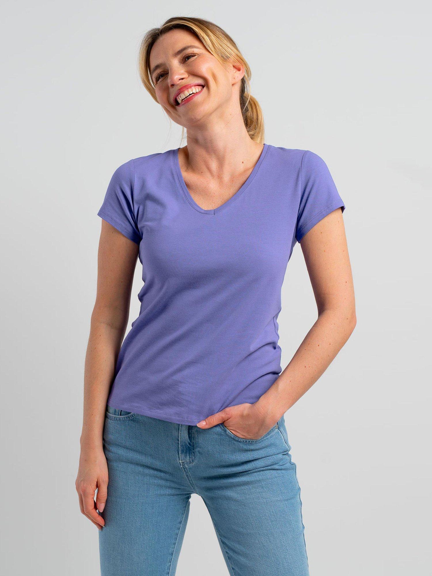 Product image 2 of 3, which shows Celtic & Co. Everyday V-Neck T-Shirt, Hyacinth, 8