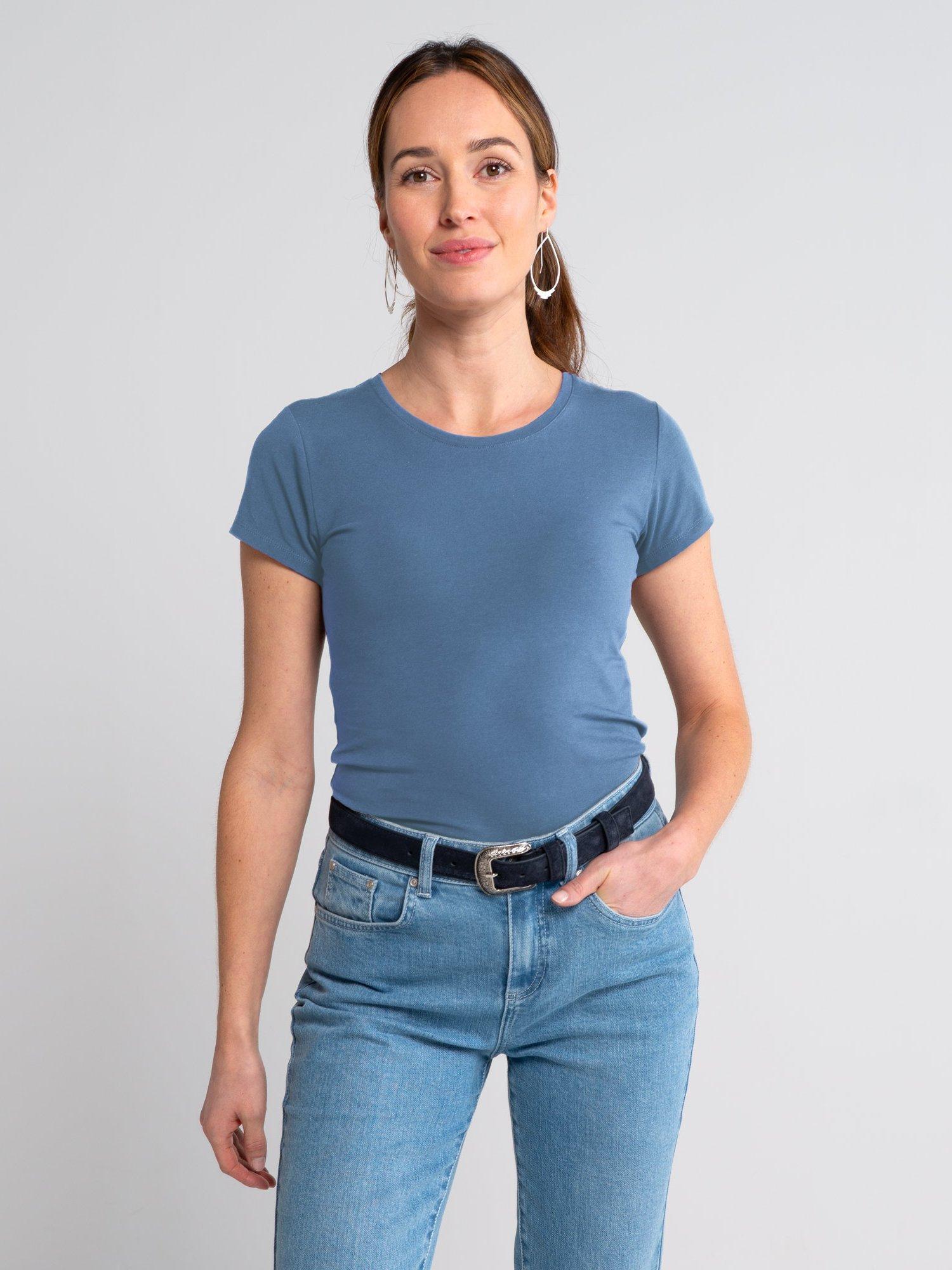 Product image 1 of 3, which shows Celtic & Co. Everyday Crew Neck T-Shirt, Blue Smoke, 8