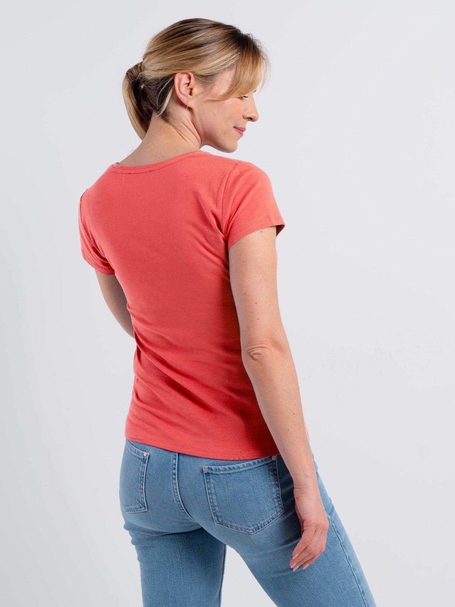 Product image 3 of 4, which shows Celtic & Co. Everyday V-Neck T-Shirt, Coral, 8