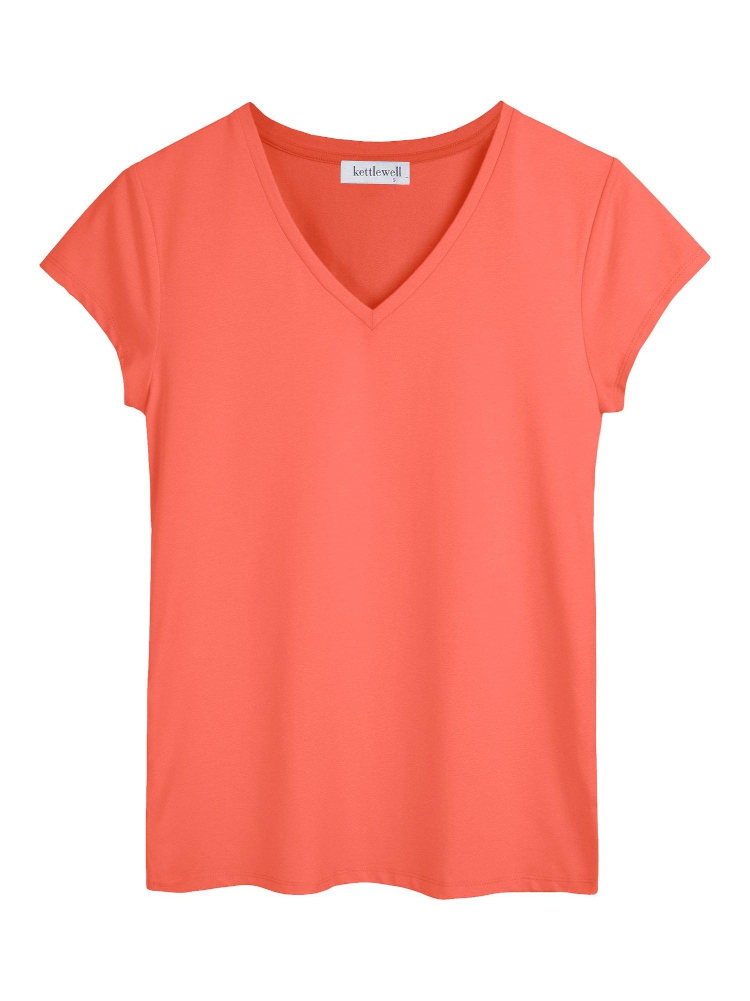 Product image 4 of 4, which shows Celtic & Co. Everyday V-Neck T-Shirt, Coral, 8