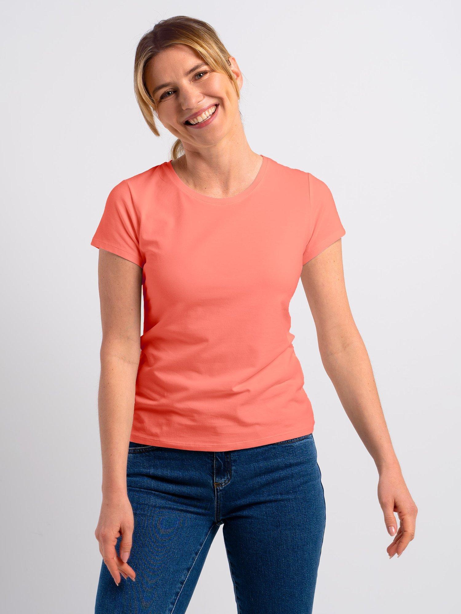 Product image 1 of 2, which shows Celtic & Co. Everyday Crew Neck T-Shirt, Coral, 8