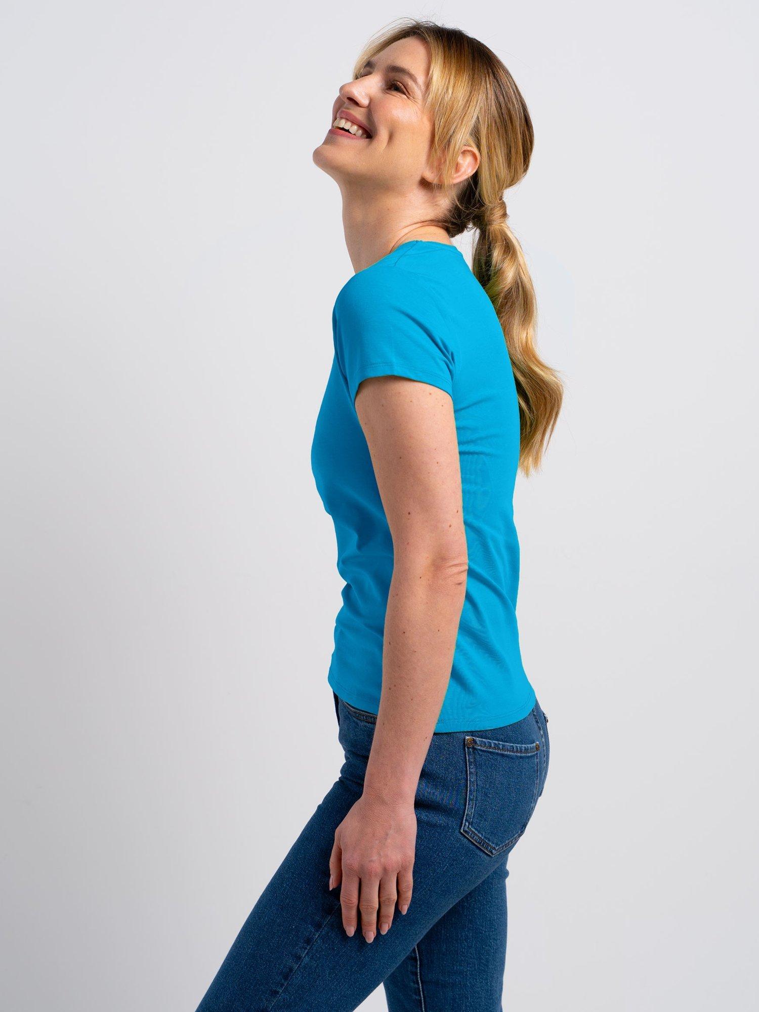 Product image 3 of 3, which shows Celtic & Co. Everyday Crew Neck T-Shirt, Azure, 14