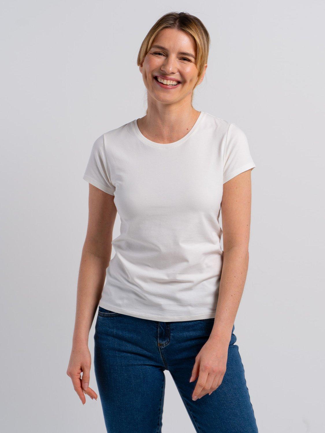 Product image 1 of 4, which shows Celtic & Co. Everyday Crew Neck T-Shirt, Soft White, 8