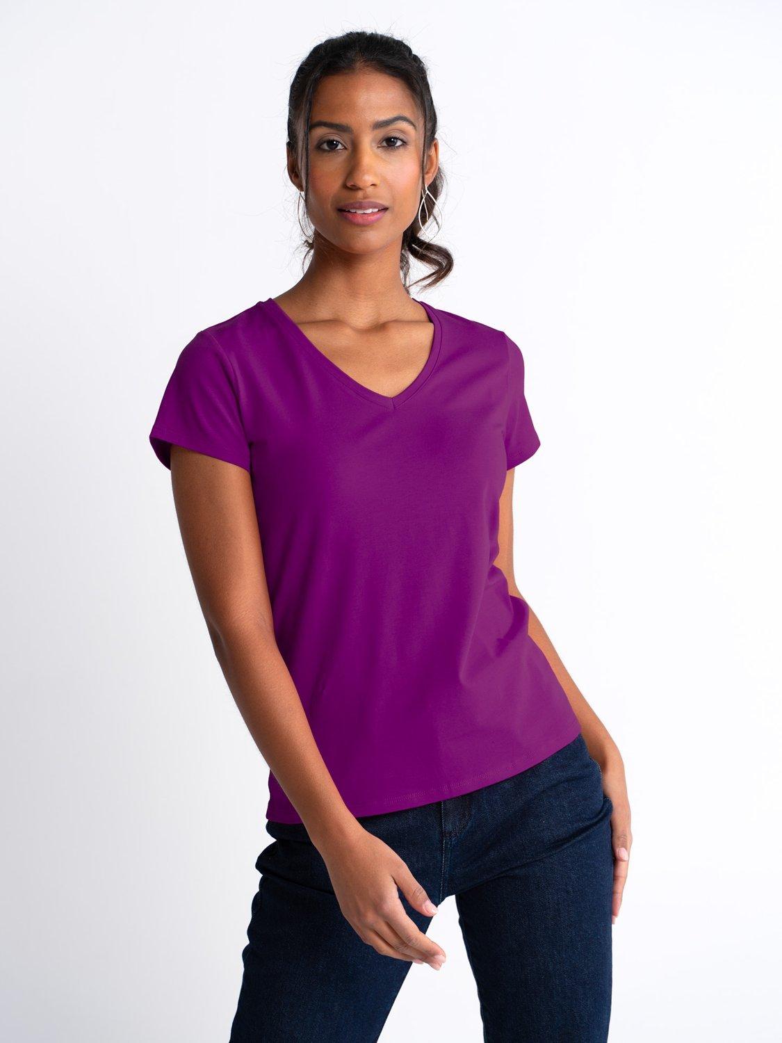 Product image 1 of 3, which shows Celtic & Co. Everyday V-Neck T-Shirt, Dark Amethyst, 8