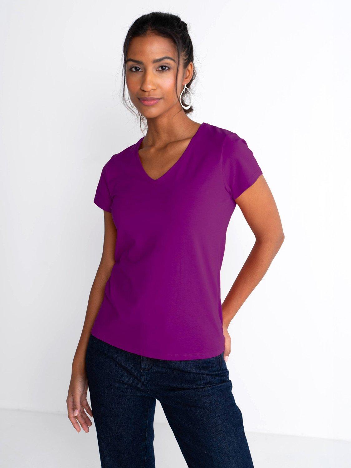 Product image 2 of 3, which shows Celtic & Co. Everyday V-Neck T-Shirt, Dark Amethyst, 8