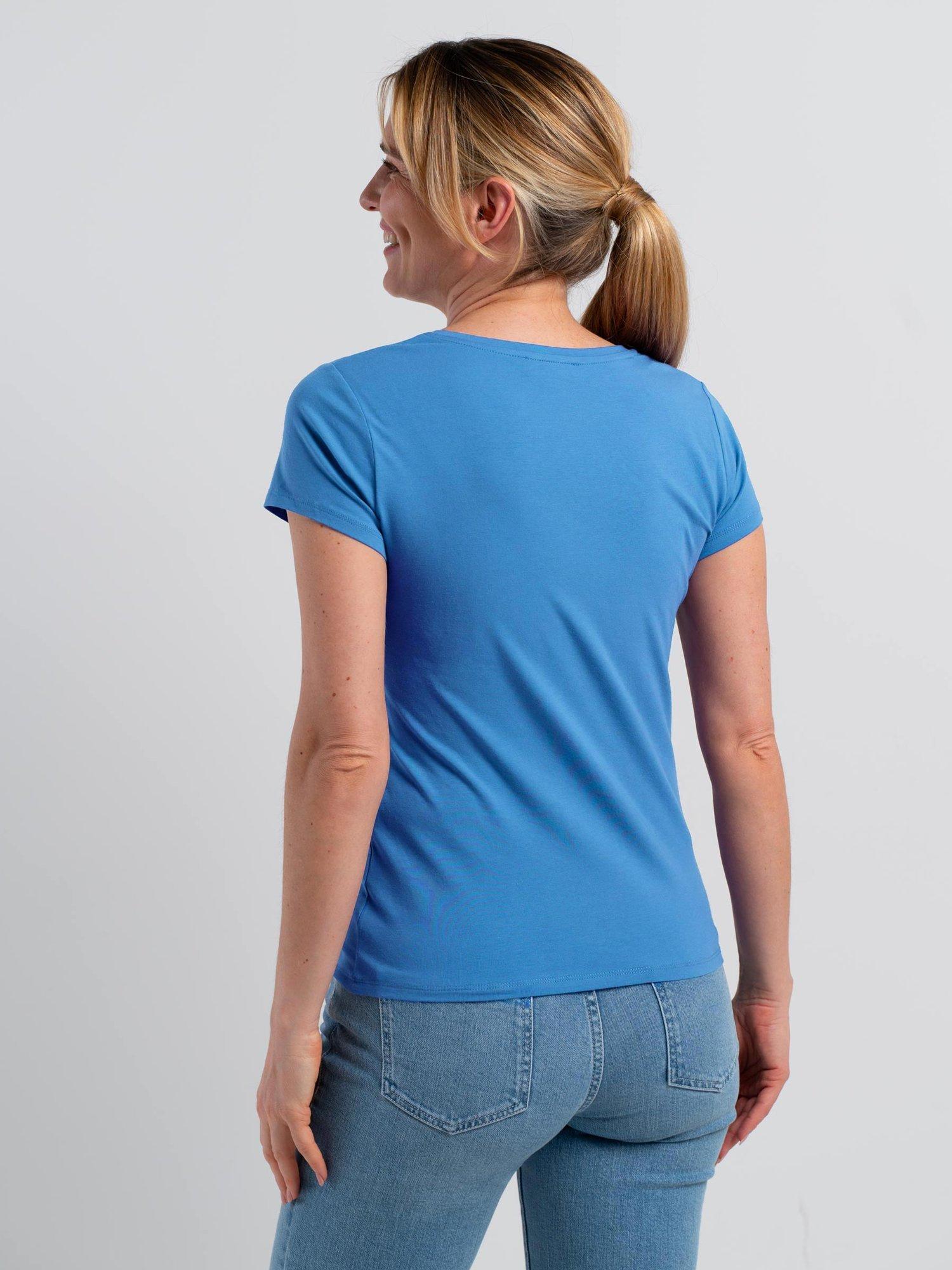 Product image 3 of 3, which shows Celtic & Co. Everyday V-Neck T-Shirt, Cornflower, 8