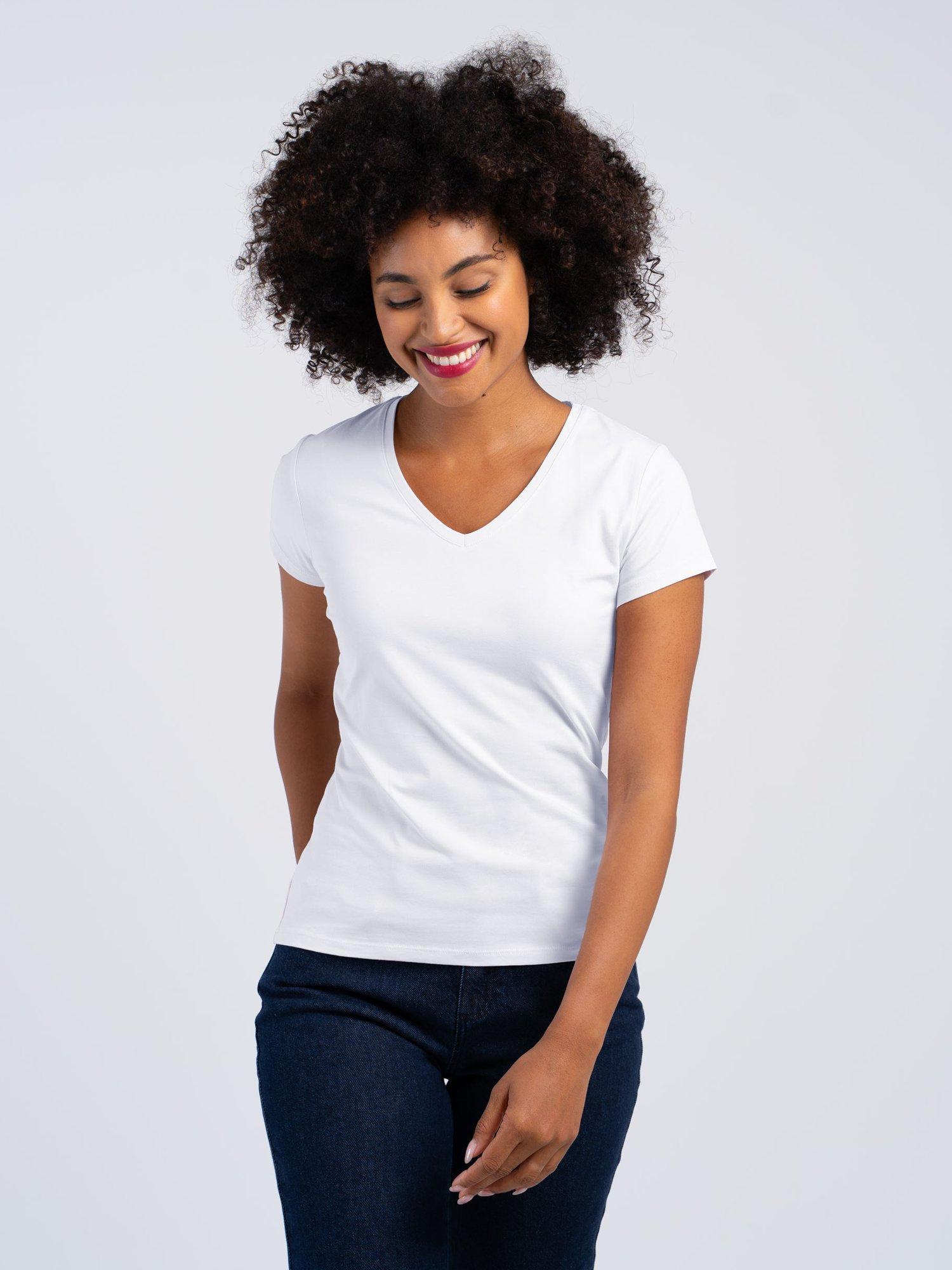 Product image 1 of 5, which shows Celtic & Co. Everyday V-Neck T-Shirt, White, 8