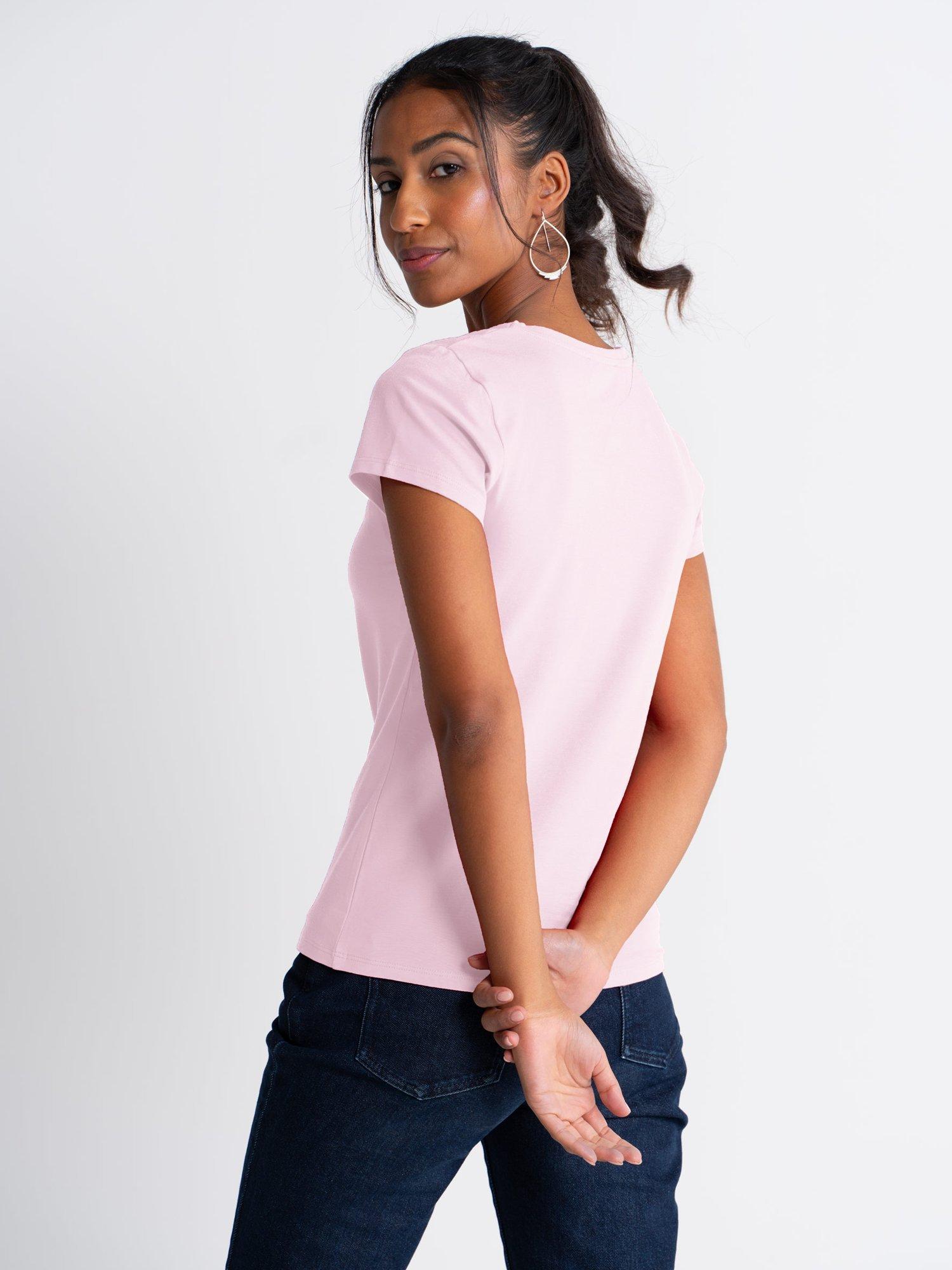 Product image 3 of 4, which shows Celtic & Co. Everyday V-Neck T-Shirt, Pink Ice, 8