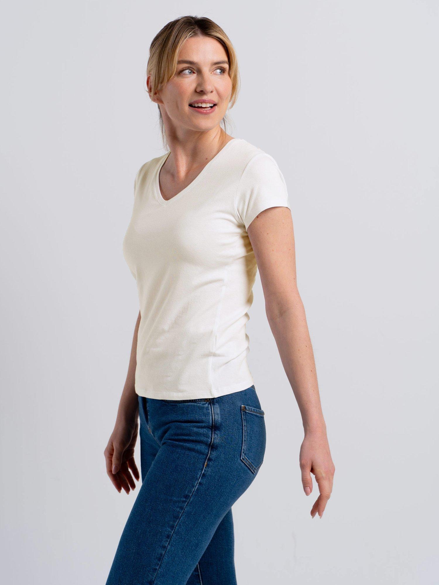 Product image 2 of 4, which shows Celtic & Co. Everyday V-Neck T-Shirt, Soft White, 8