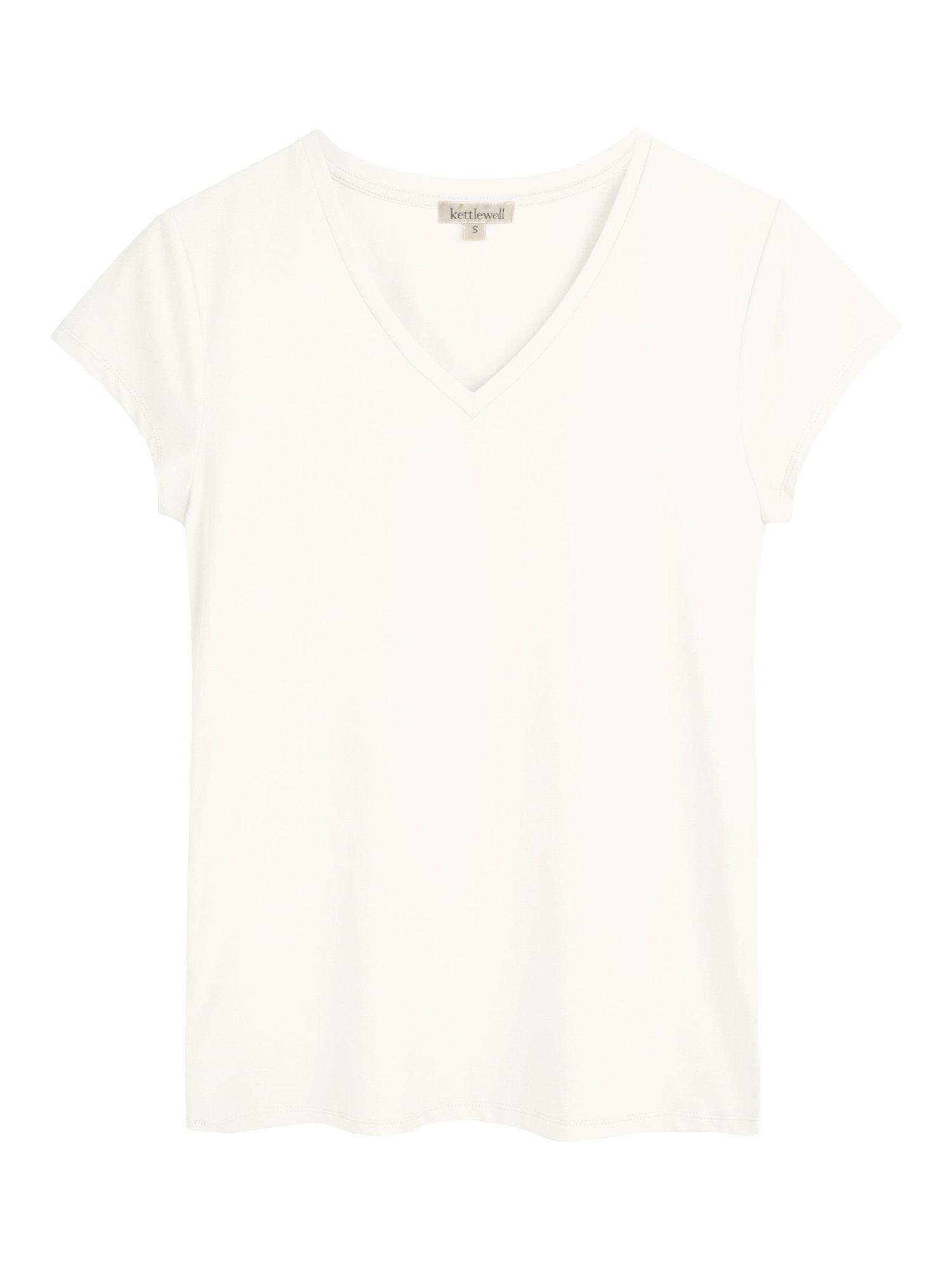 Product image 4 of 4, which shows Celtic & Co. Everyday V-Neck T-Shirt, Soft White, 8