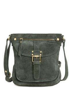 Celtic & Co. Leather Cross Body Bag, Pine Suede