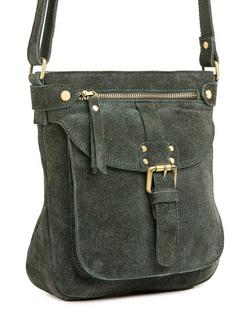 Celtic & Co. Leather Cross Body Bag - view 2, Pine Suede