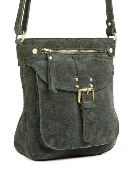 Celtic & Co. Leather Cross Body Bag - view 2, Pine Suede