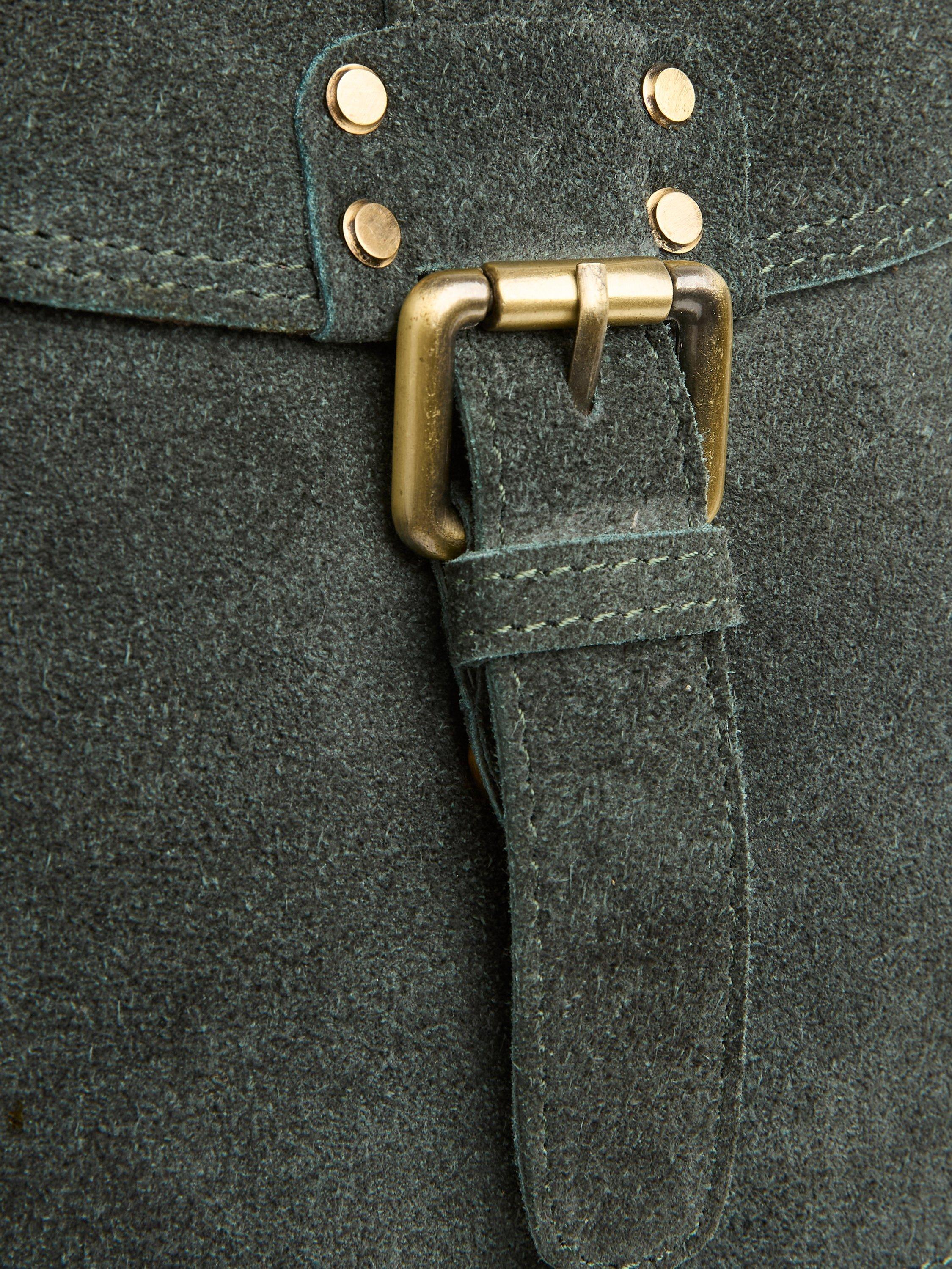 Product image 5 of 8, which shows Celtic & Co. Leather Cross Body Bag, Pine Suede, Green