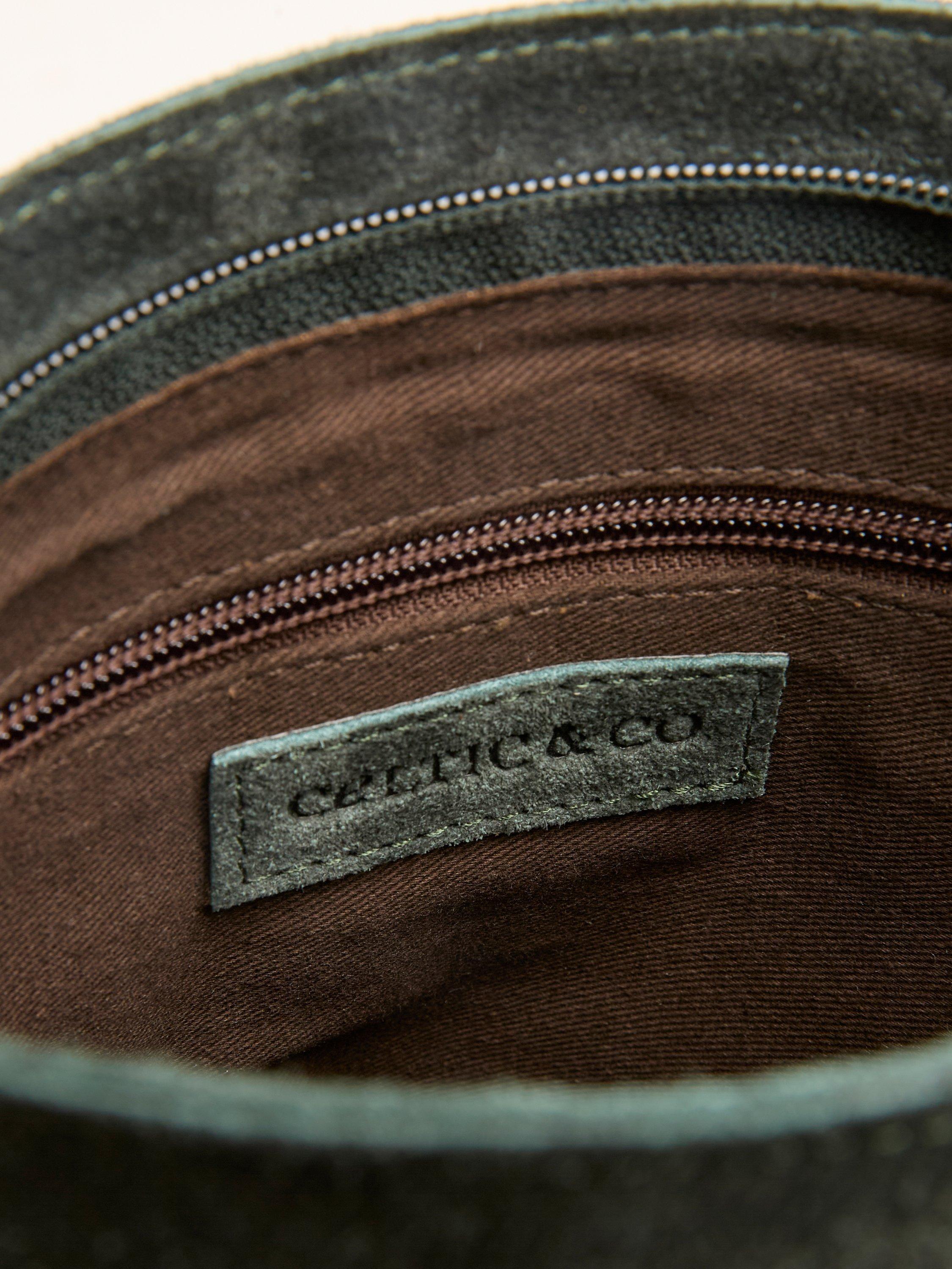 Product image 7 of 8, which shows Celtic & Co. Leather Cross Body Bag, Pine Suede, Green