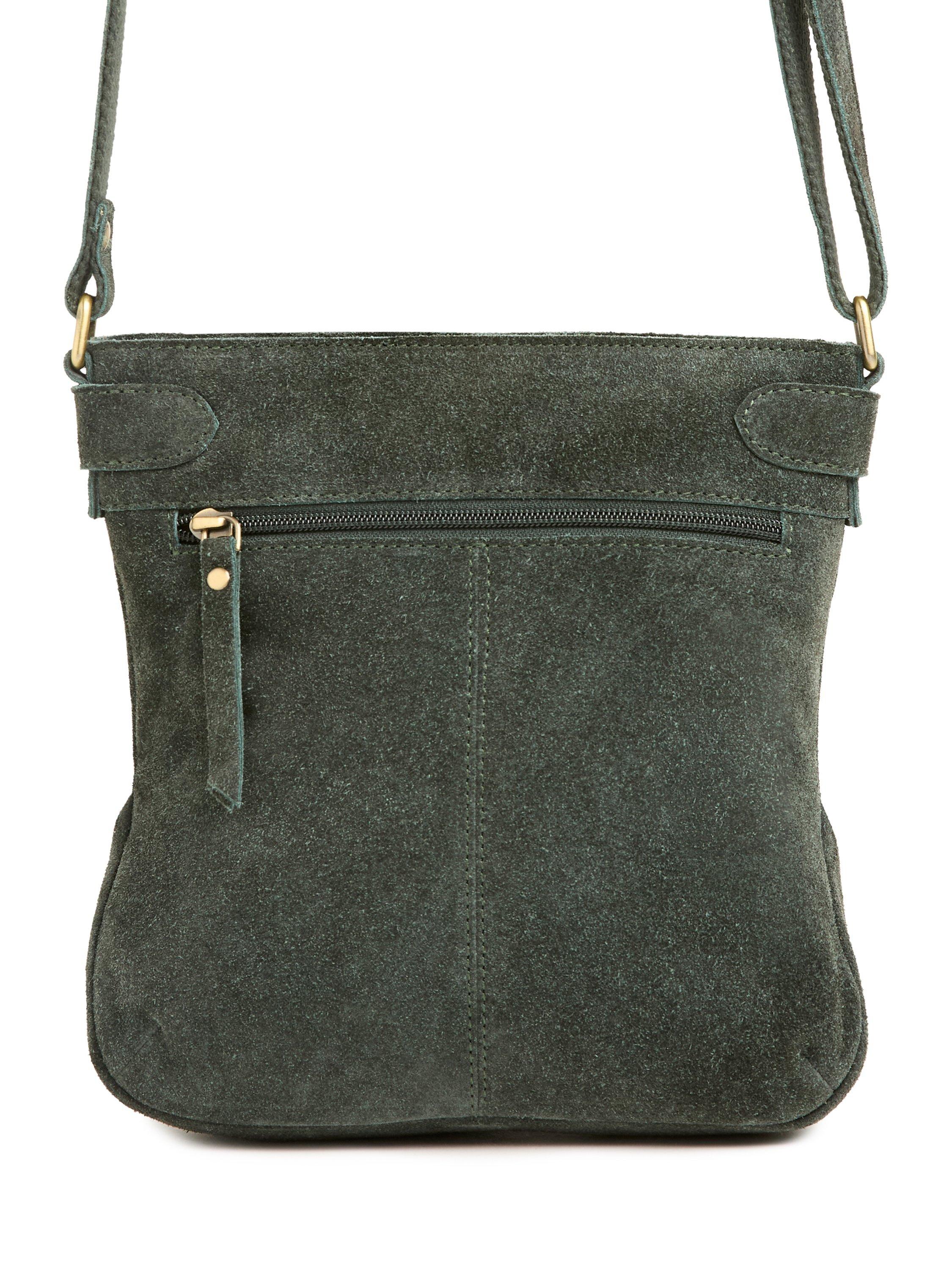 Product image 8 of 8, which shows Celtic & Co. Leather Cross Body Bag, Pine Suede, Green
