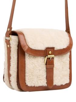 Celtic & Co. Leather Trim Sheep Cross Body Bag - view 2, Ecru