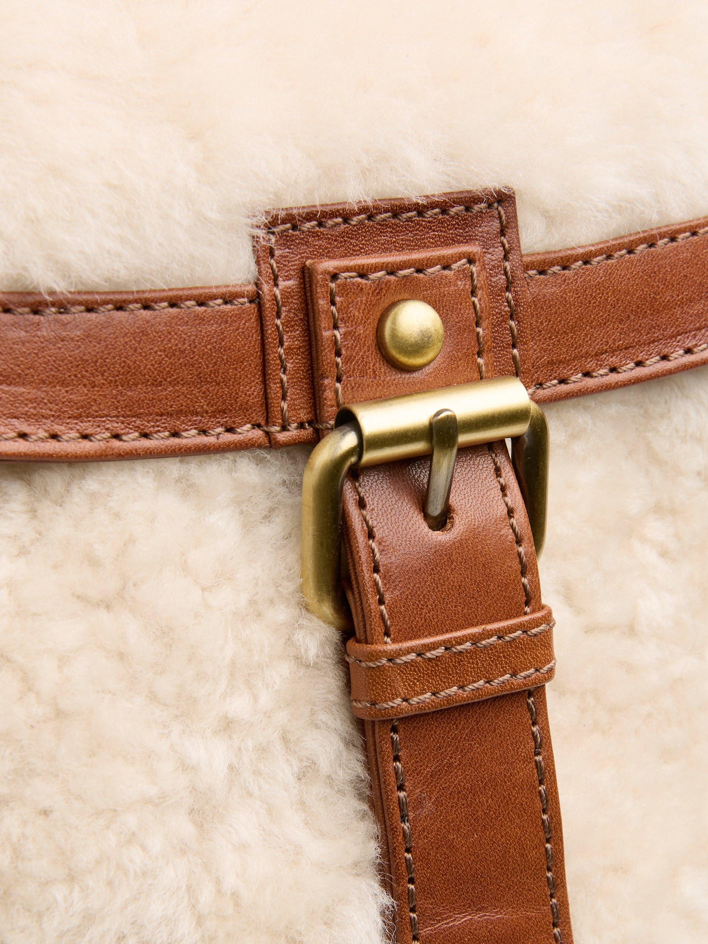 Product image 5 of 6, which shows Celtic & Co. Leather Trim Sheep Cross Body Bag, Ecru, Brown