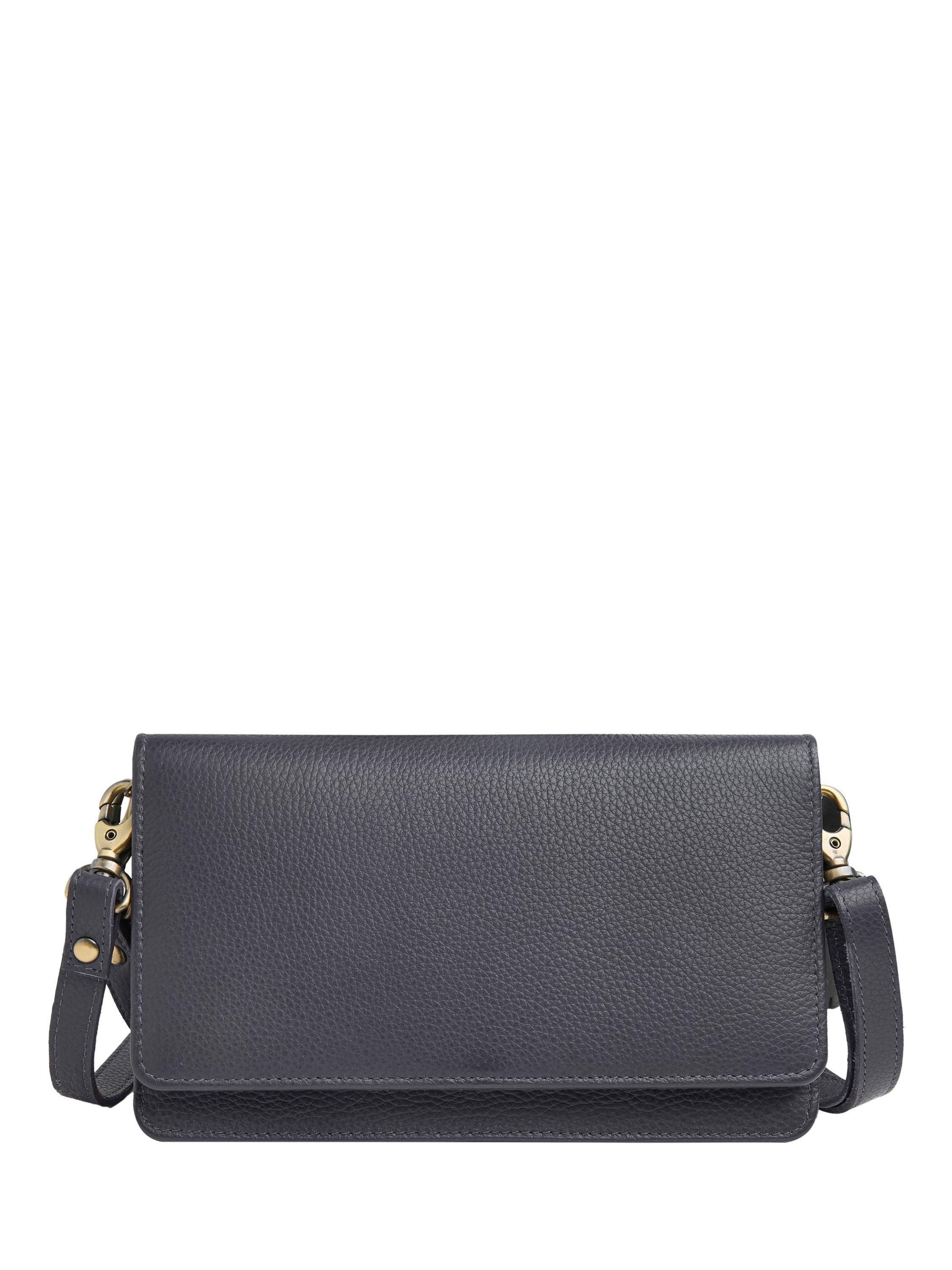 Product image 1 of 5, which shows Celtic & Co. Leather Cross Body Adjustable Strap Phone Bag, Ink Well, Blue