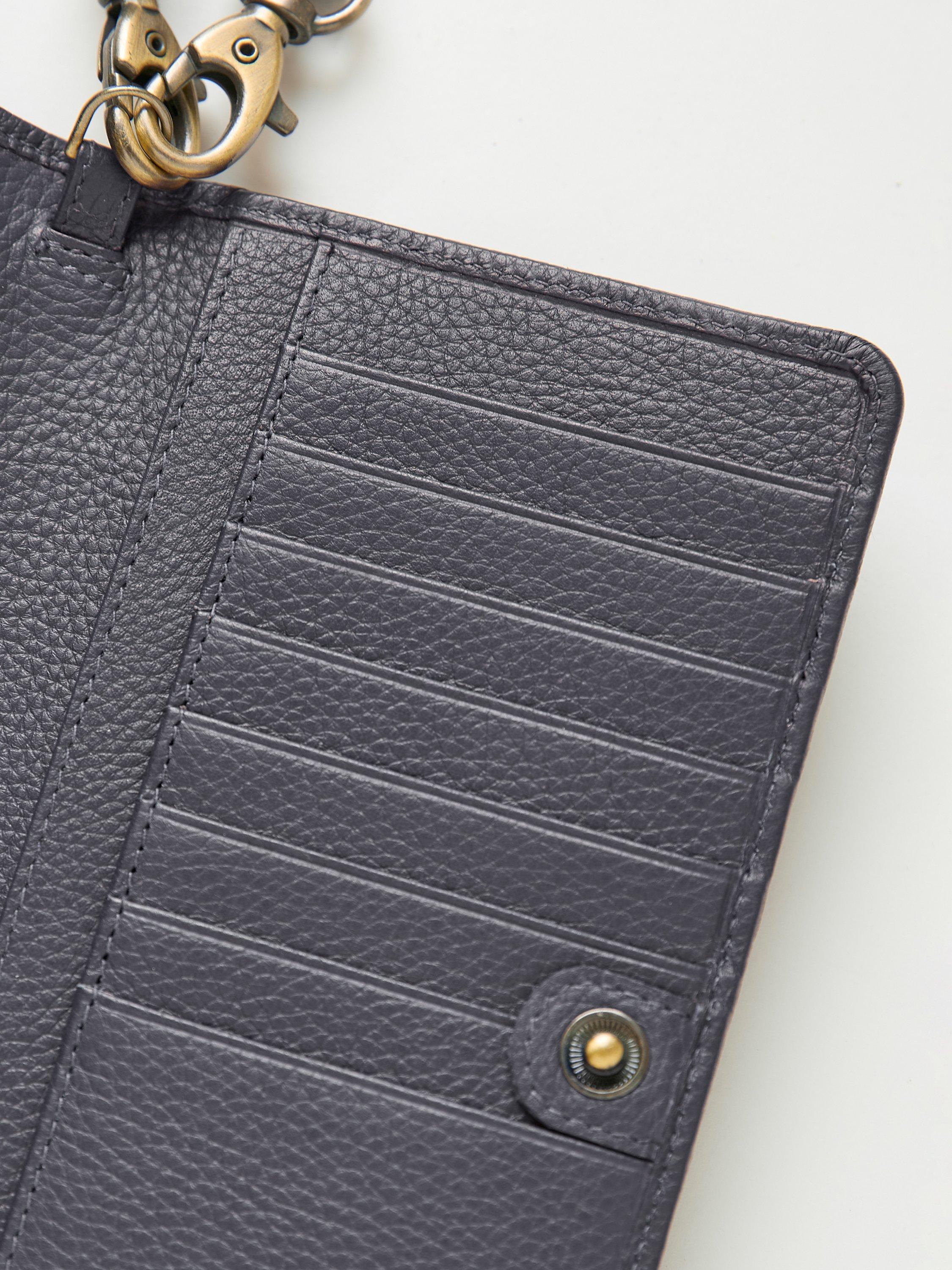 Product image 3 of 5, which shows Celtic & Co. Leather Cross Body Adjustable Strap Phone Bag, Ink Well, Blue