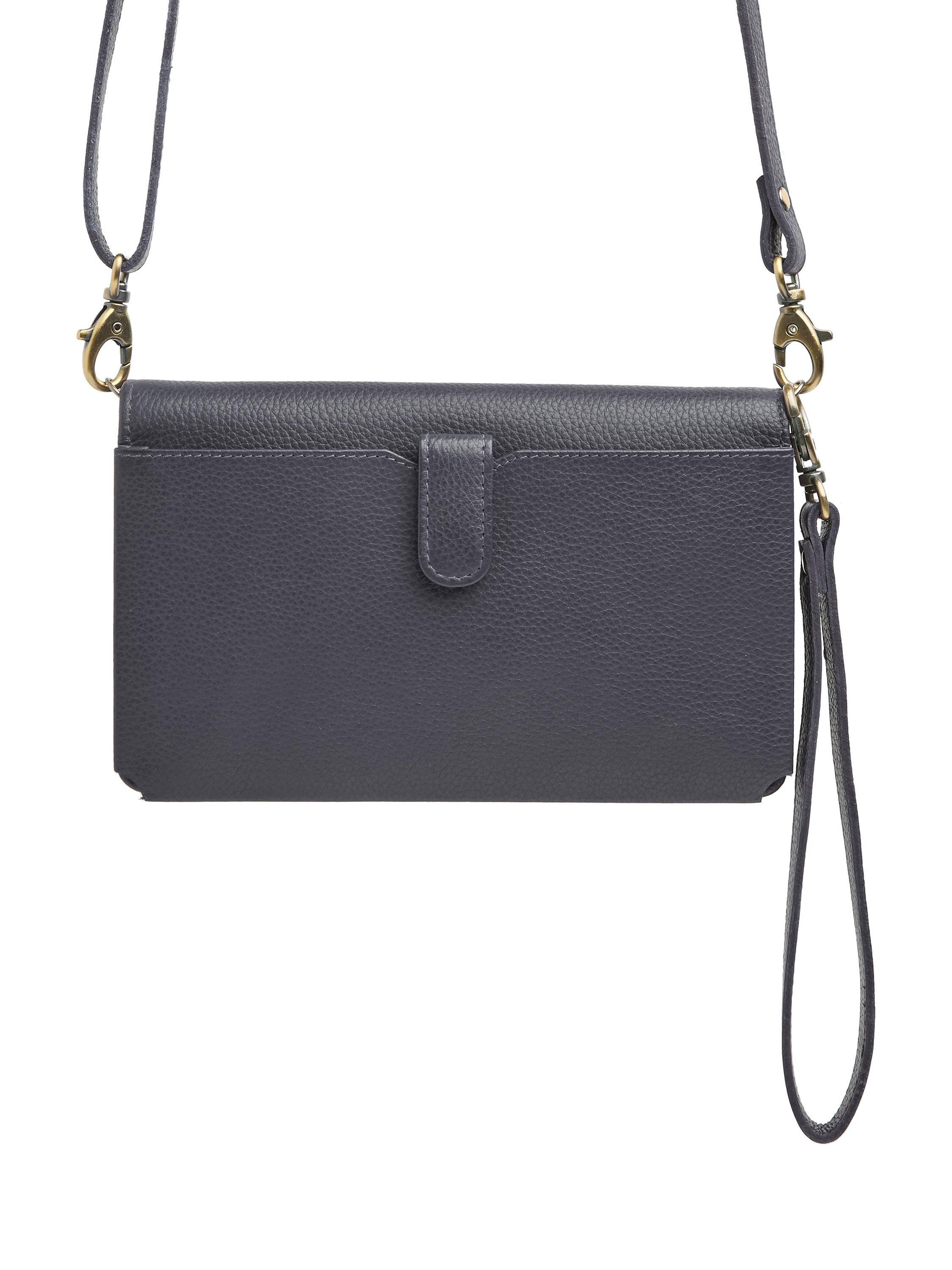 Product image 5 of 5, which shows Celtic & Co. Leather Cross Body Adjustable Strap Phone Bag, Ink Well, Blue