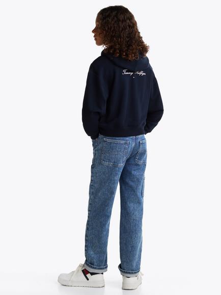 Tommy Hilfiger Kids' Cotton Varsity Zipped Hoodie, Dark Night Navy - view 2, Dark Night Navy