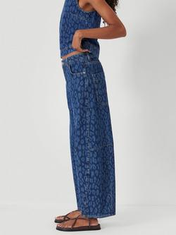HUSH Cropped Bree Horseshoe Barrel Leg Jeans, Leopard Print Mid Blue - view 2, Leopard Print Mid Blue