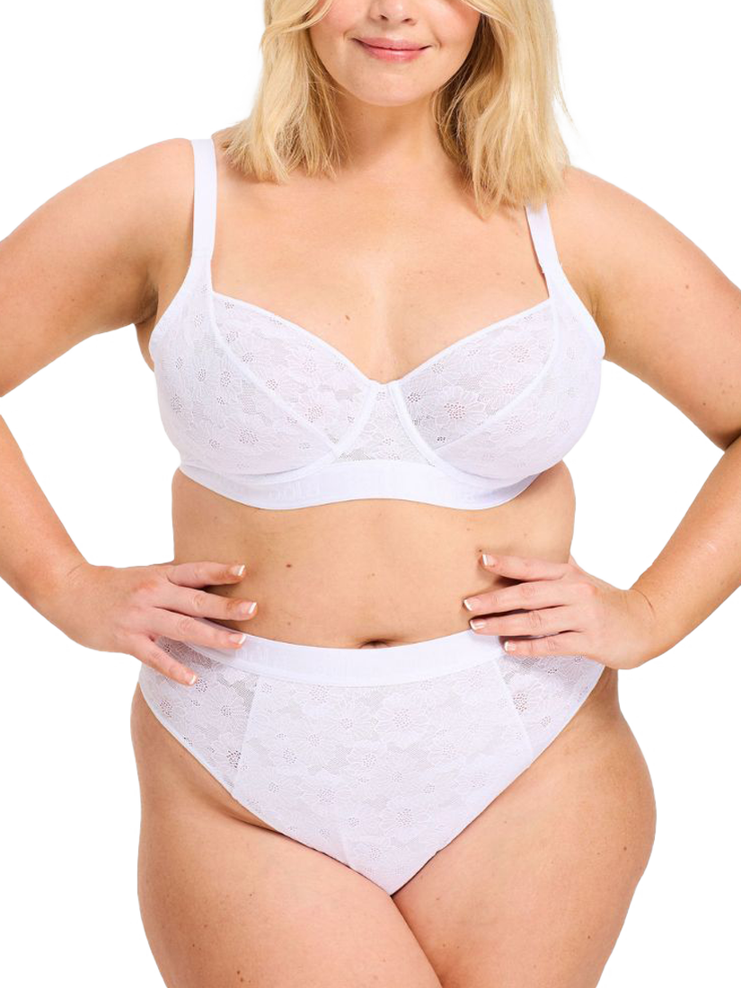 Product image 1 of 6, which shows Oola Lingerie Floral Lace Knickers, White, 14-16