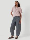 HUSH Seam Detail Barrel Leg Trousers, Steel Blue