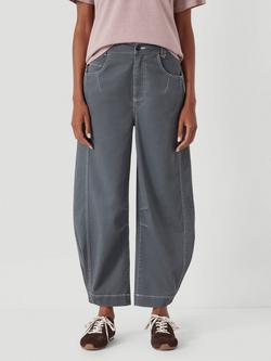 HUSH Seam Detail Barrel Leg Trousers, Steel Blue - view 2, Steel Blue