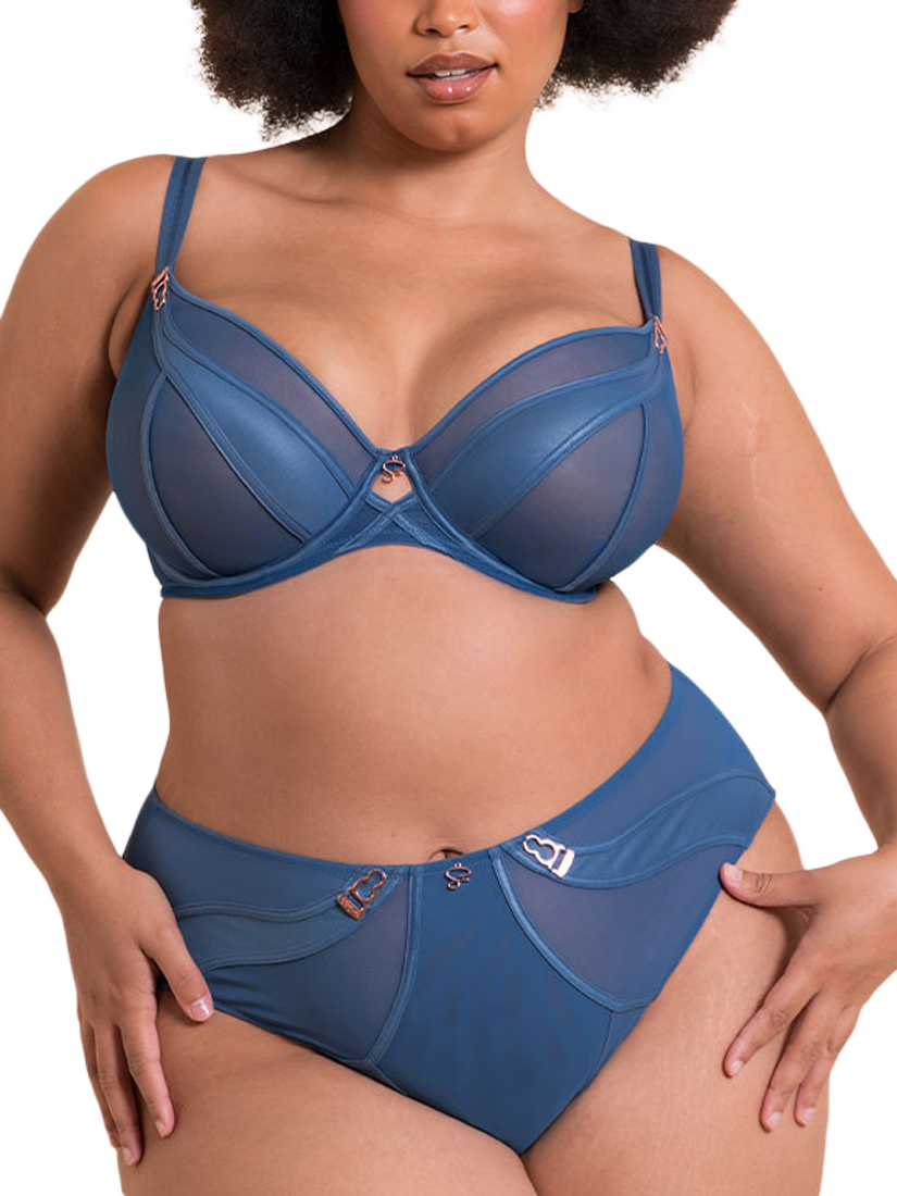 Product image 3 of 6, which shows Curvy Kate Suspense High Waist Lace Knickers, French Blue, S