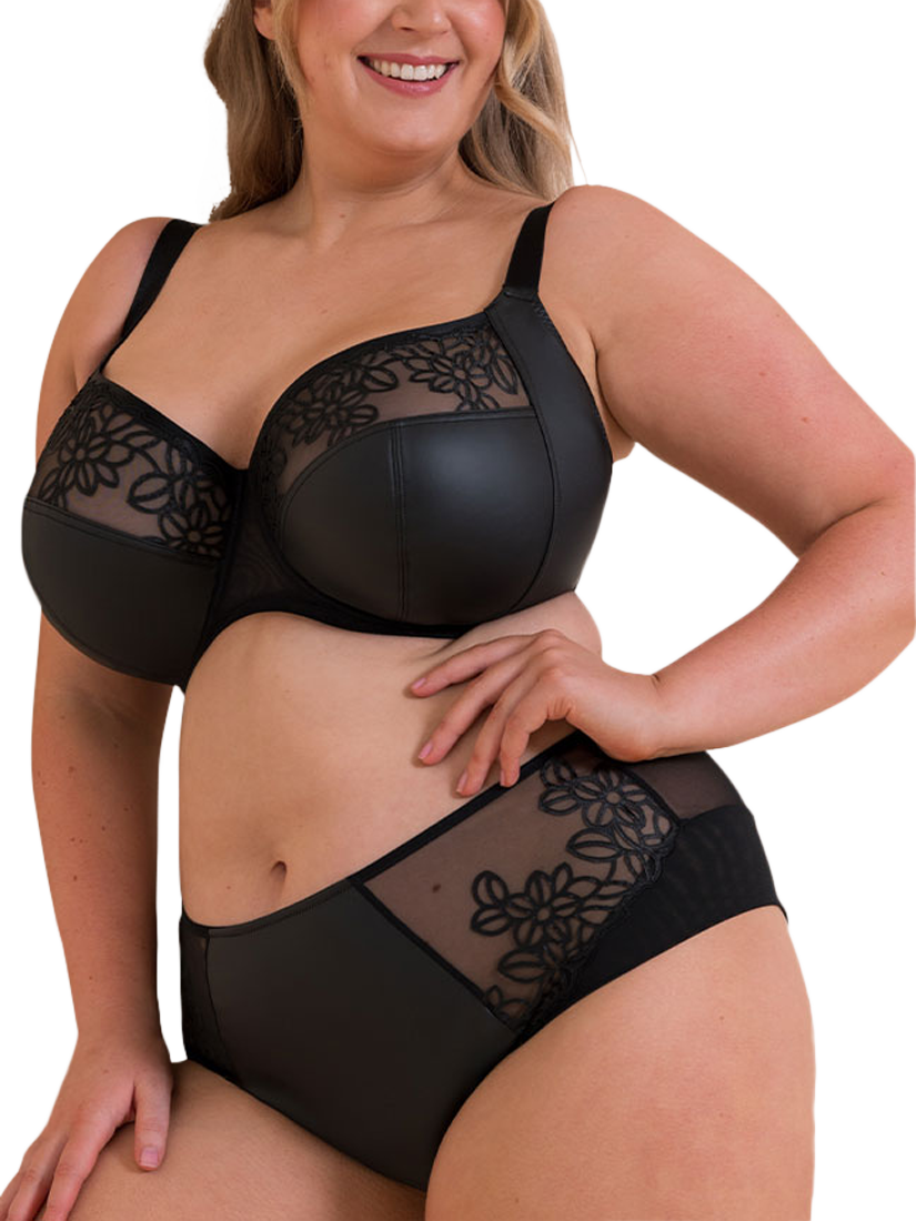 Product image 3 of 7, which shows Curvy Kate Enchant Floral High Waist Knickers, Black, S