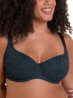 Curvy Kate All Night Lace Underwired Balcony Bra, Denim Blue, Denim Blue