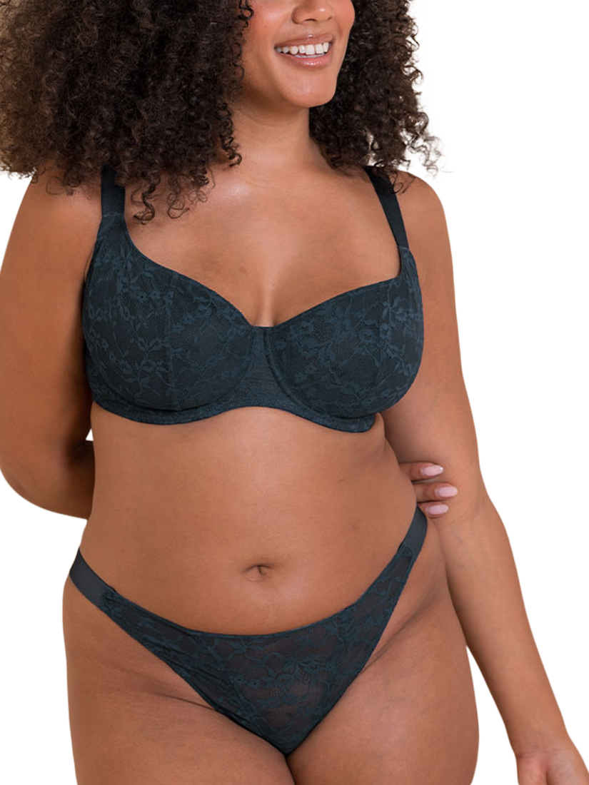 Product image 3 of 6, which shows Curvy Kate All Night Tanga Knickers, Denim Blue, S